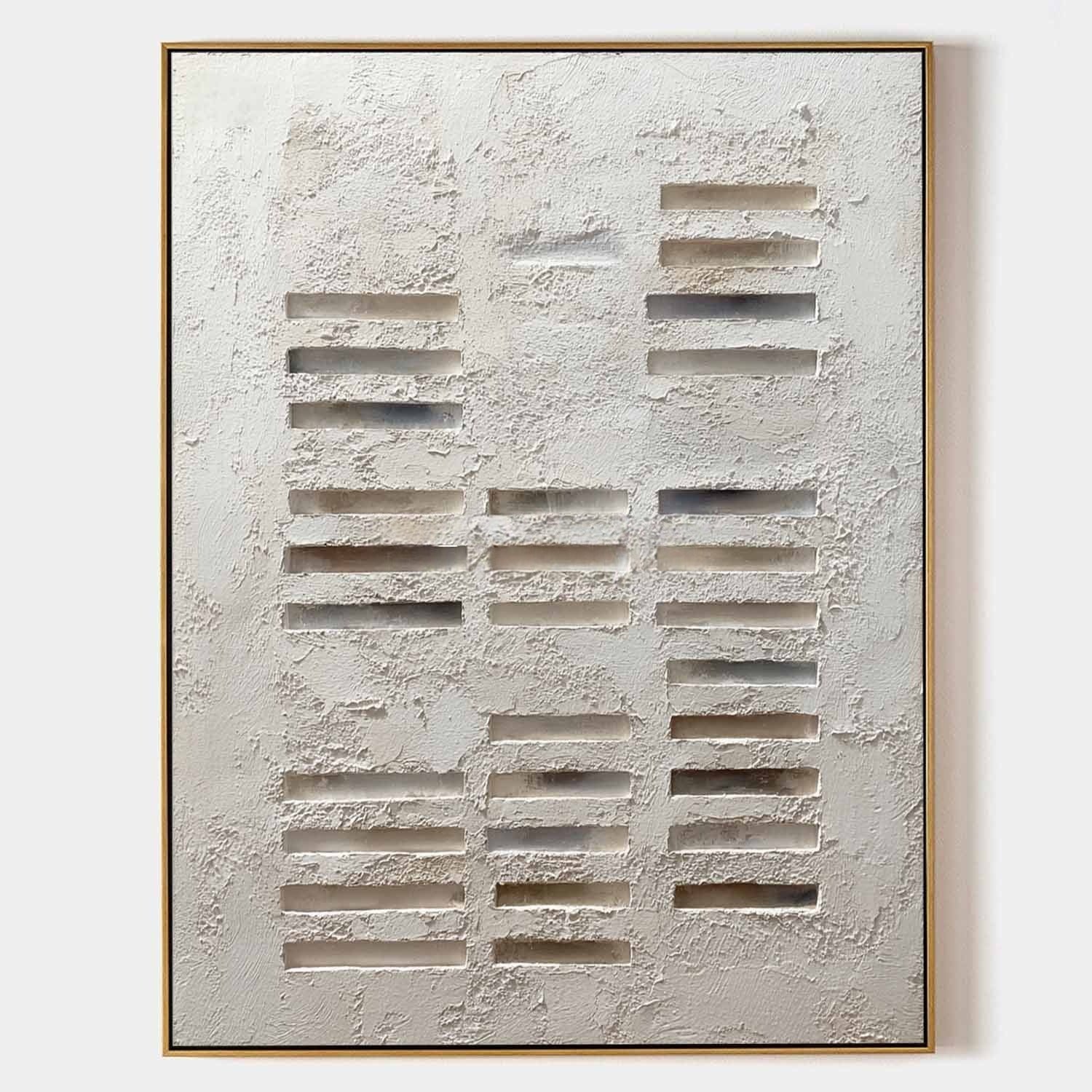 Wabi-Sabi Minimalist Linear Bas-Relief Painting - Neutralighting
