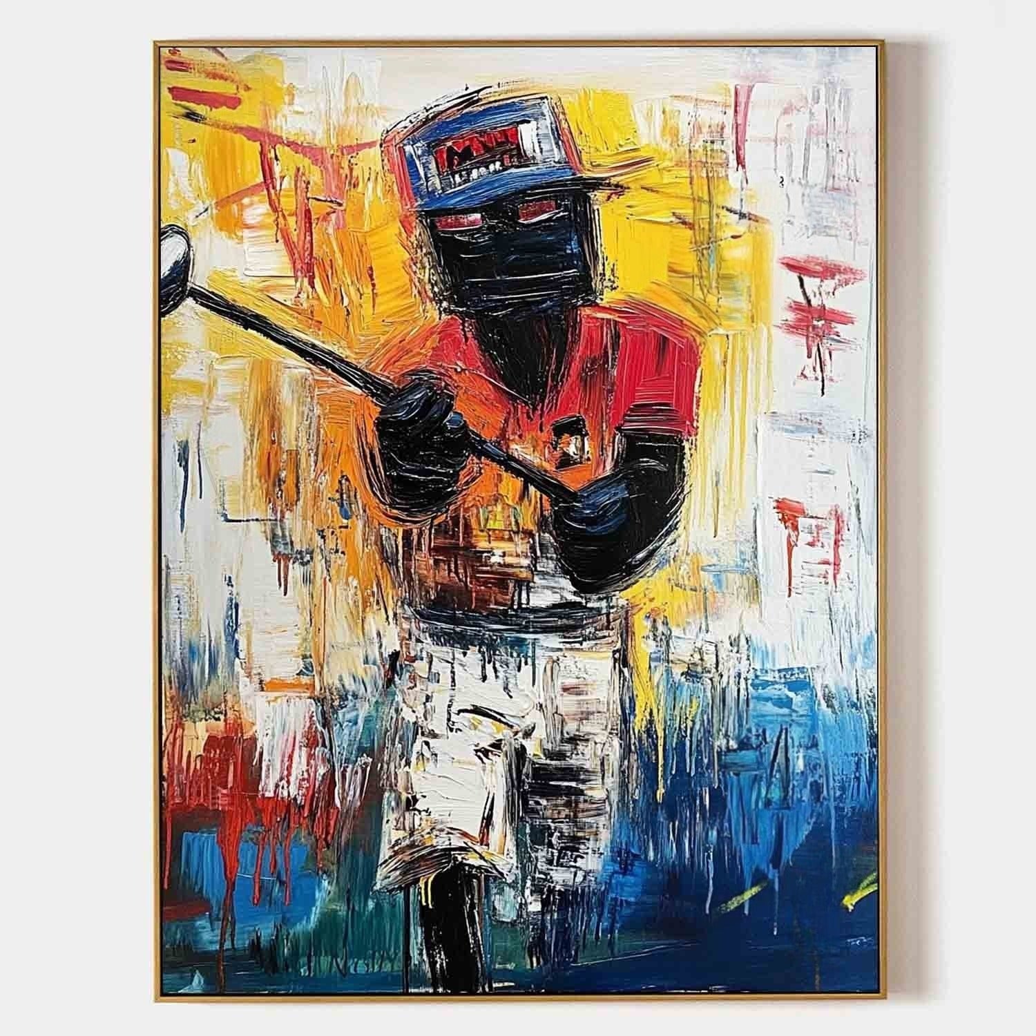 Wall Art Vertical Expressionist Golfer Painting - Neutralighting