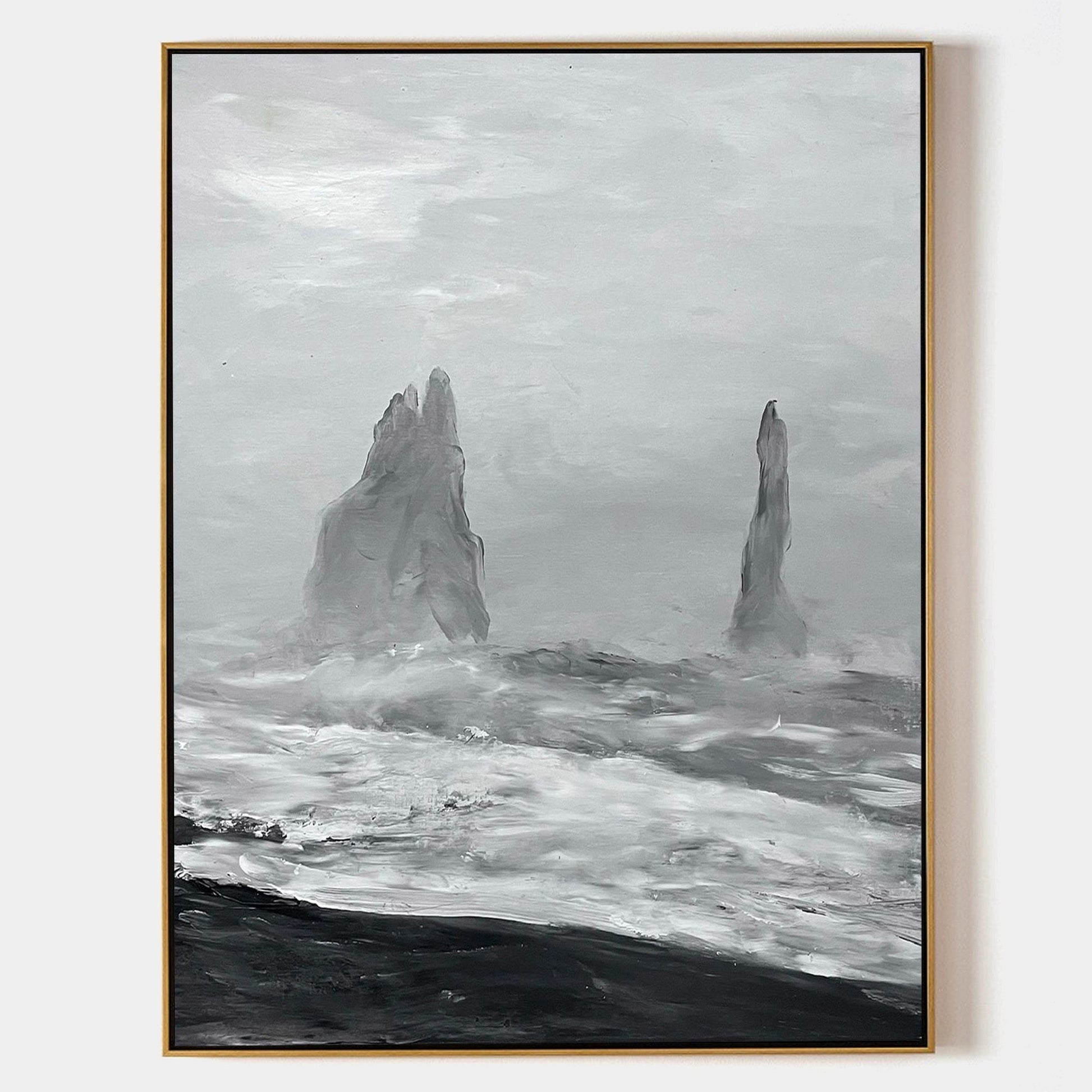 Black And White Seascape Painting ABSV23 - Neutralighting