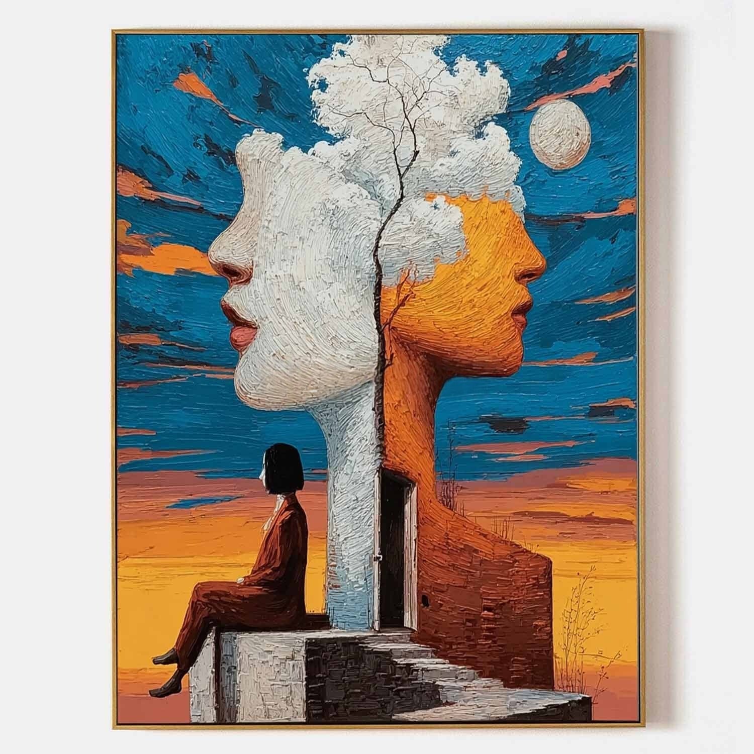 Wall Art Surreal Double Face Tree Figure - Neutralighting