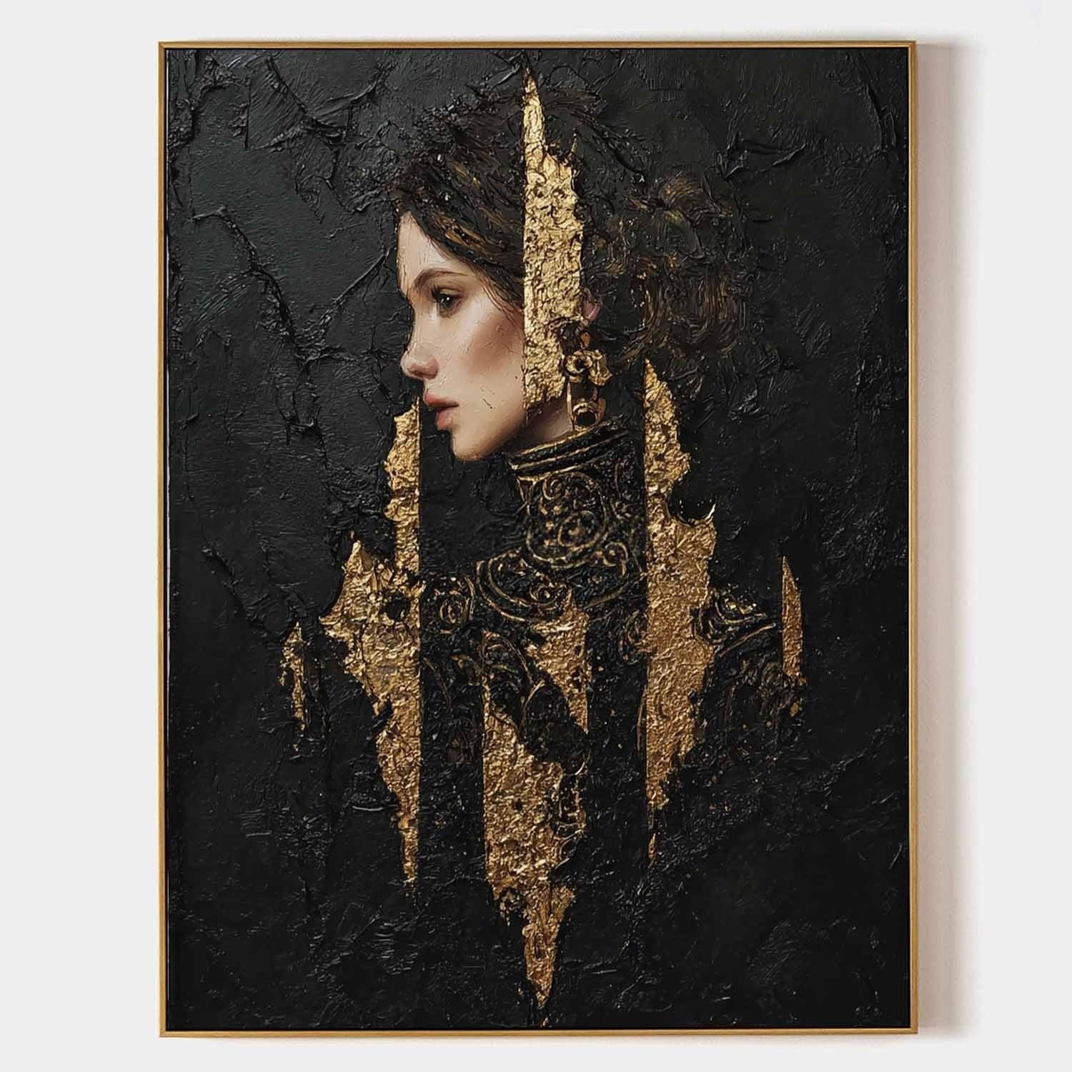 Golden Warrior Portrait Mixed Media Painting - Neutralighting