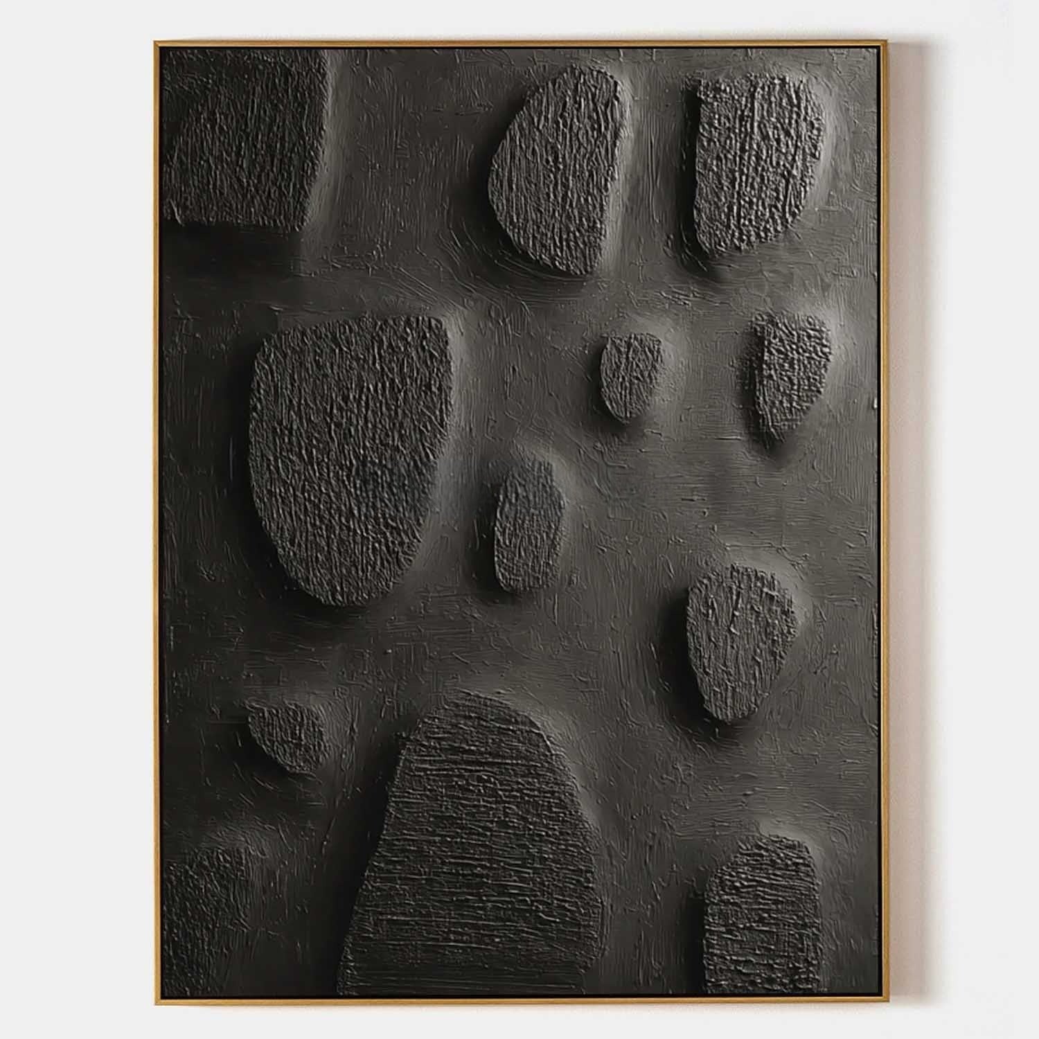 Black Minimalist Organic Texture Painting - Neutralighting