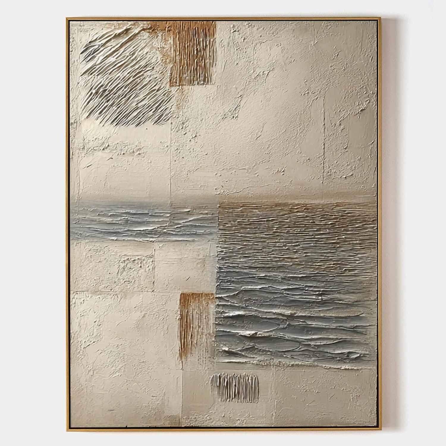 Wall Art Vertical Textured Abstract Landscape Scene Muted - Neutralighting