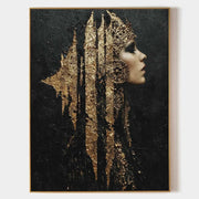 Wall Art Black Gold Queen Profile Portrait - Neutralighting