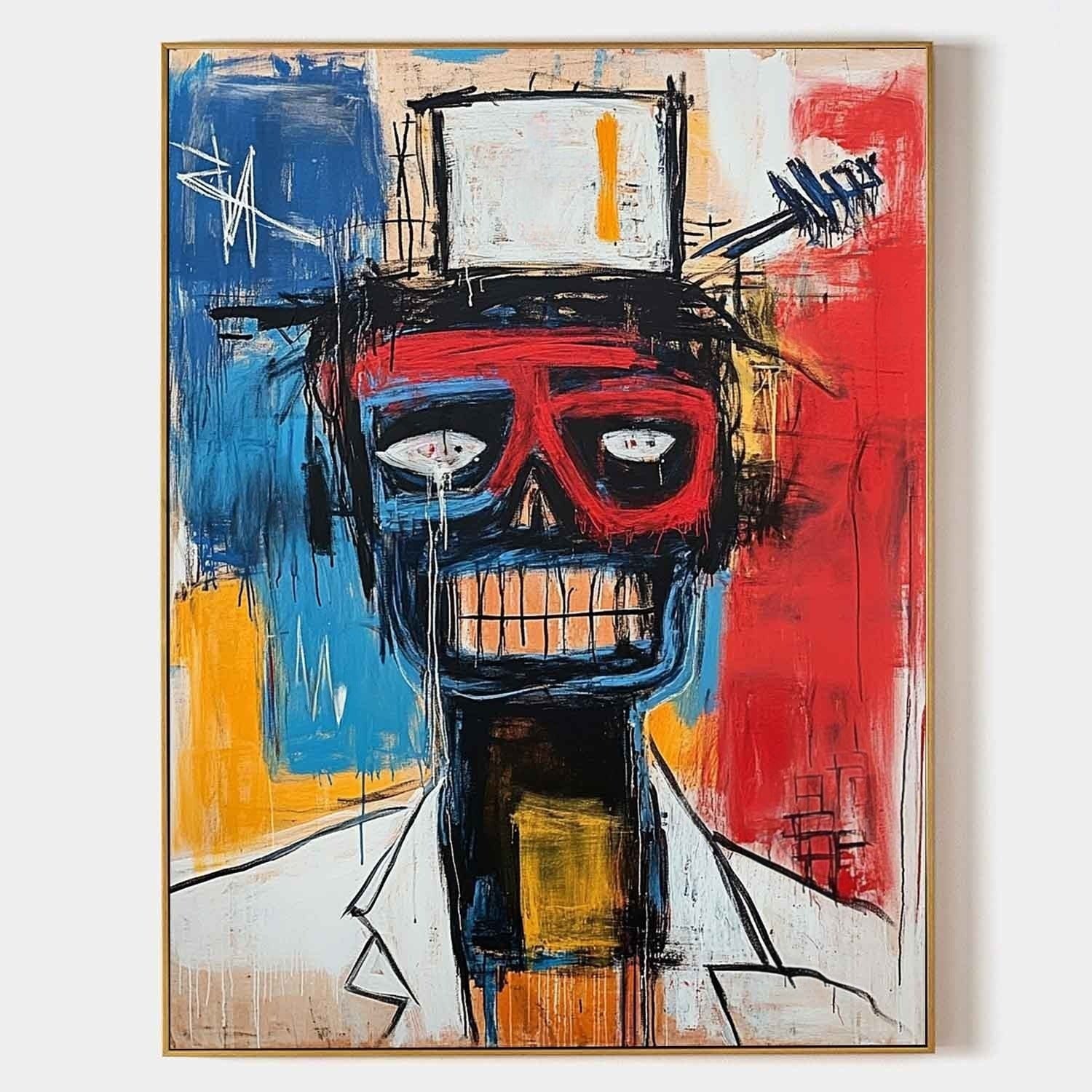 Wall Art Neo Expressionist Skull Figure - Neutralighting