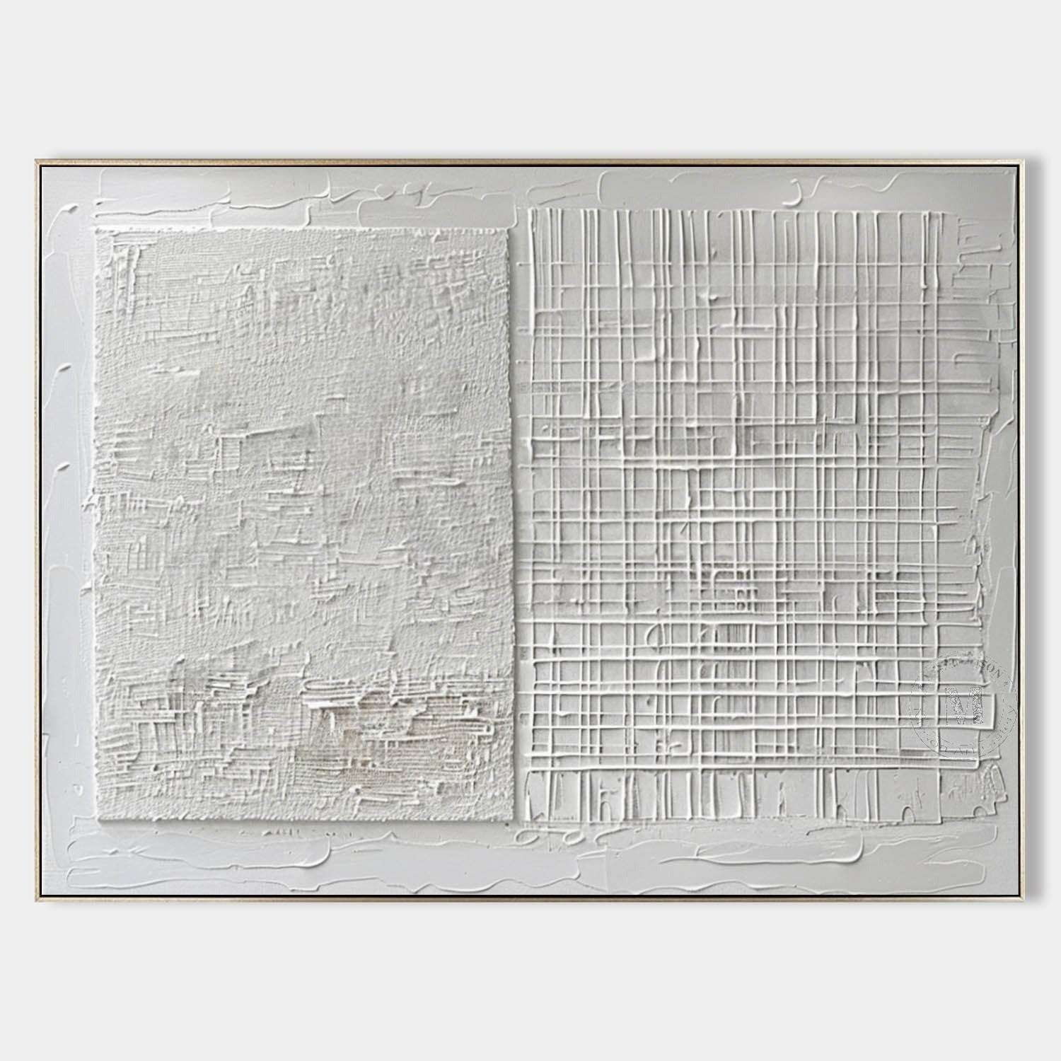 Wall Art White Split Grid Panel Canvas - Neutralighting