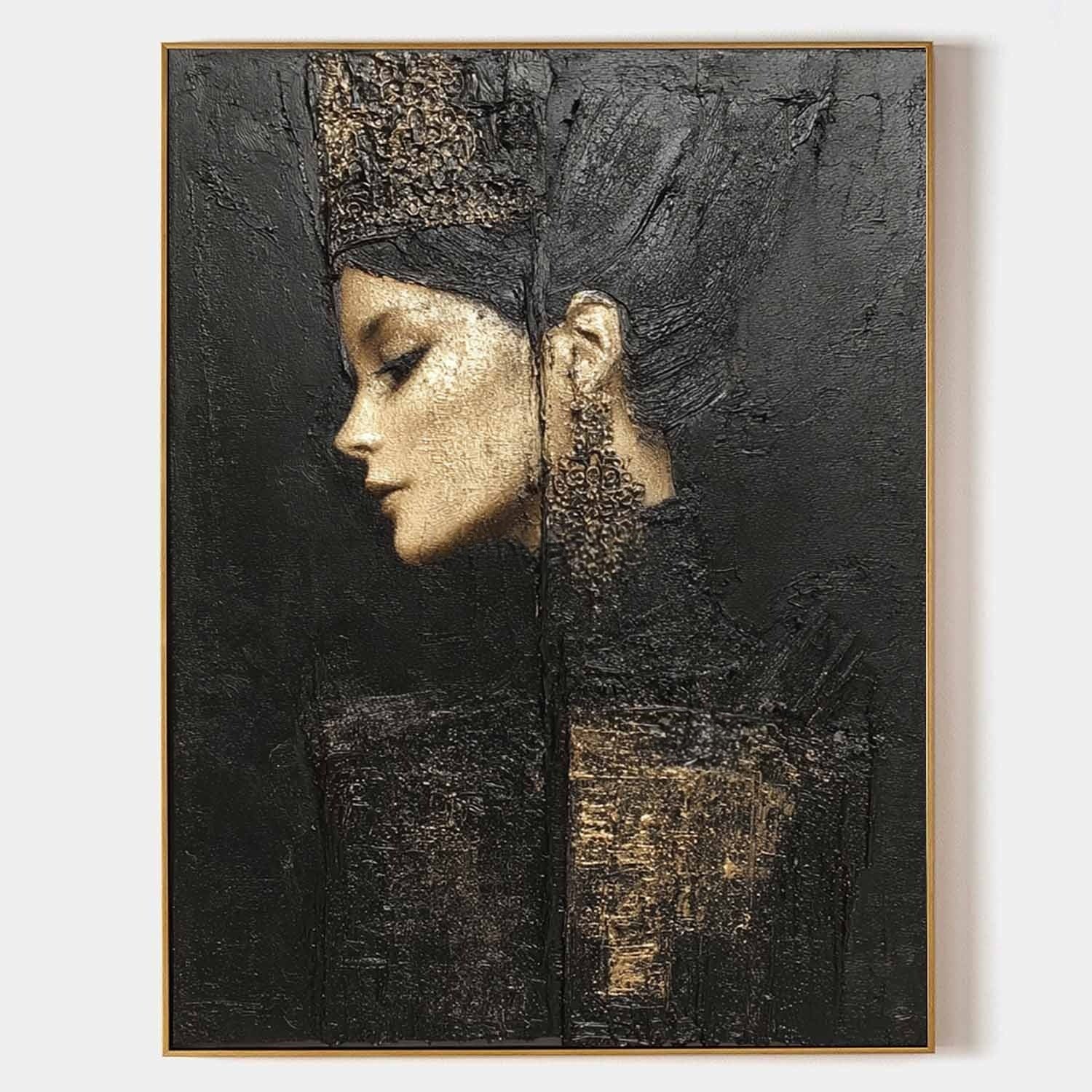 Wall Art Black Gold Female Profile Portrait - Neutralighting