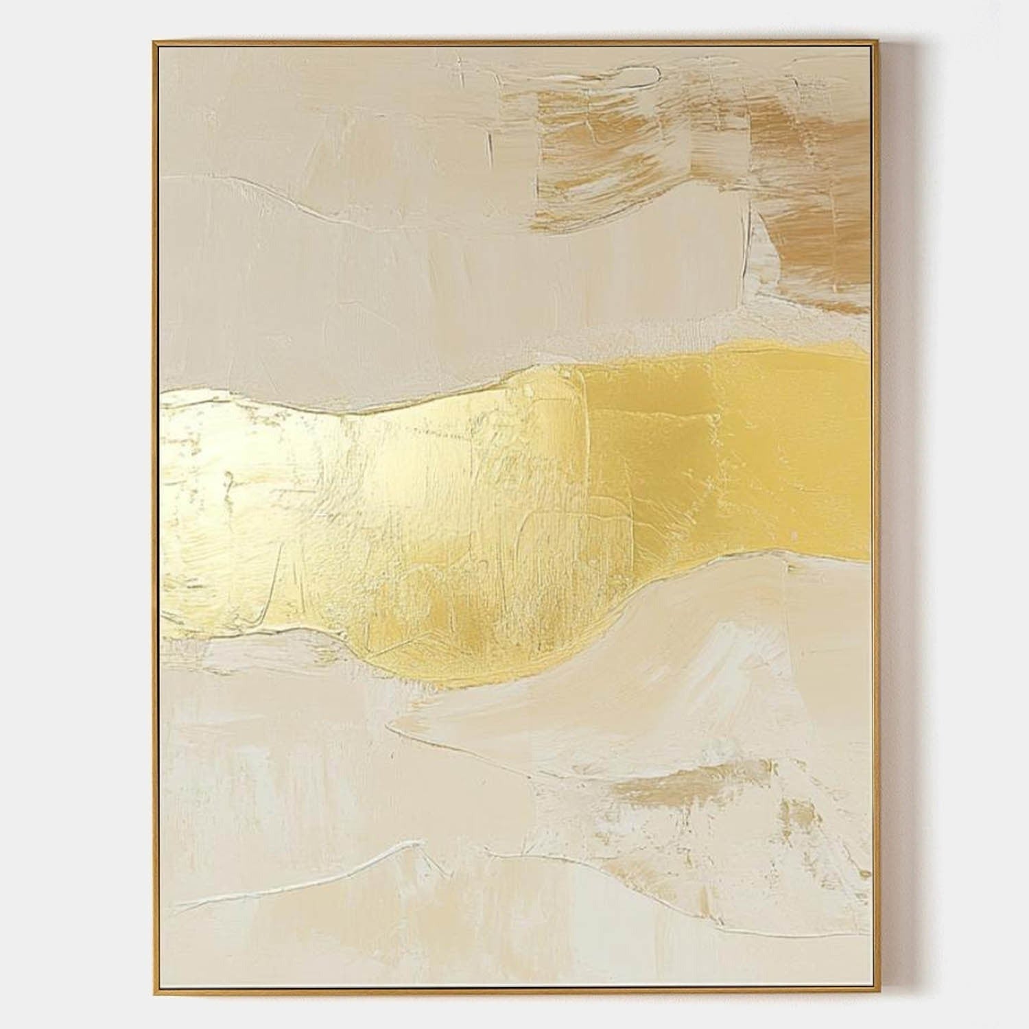 Wall Art Abstract Beige Gold Foil Landscape - Neutralighting
