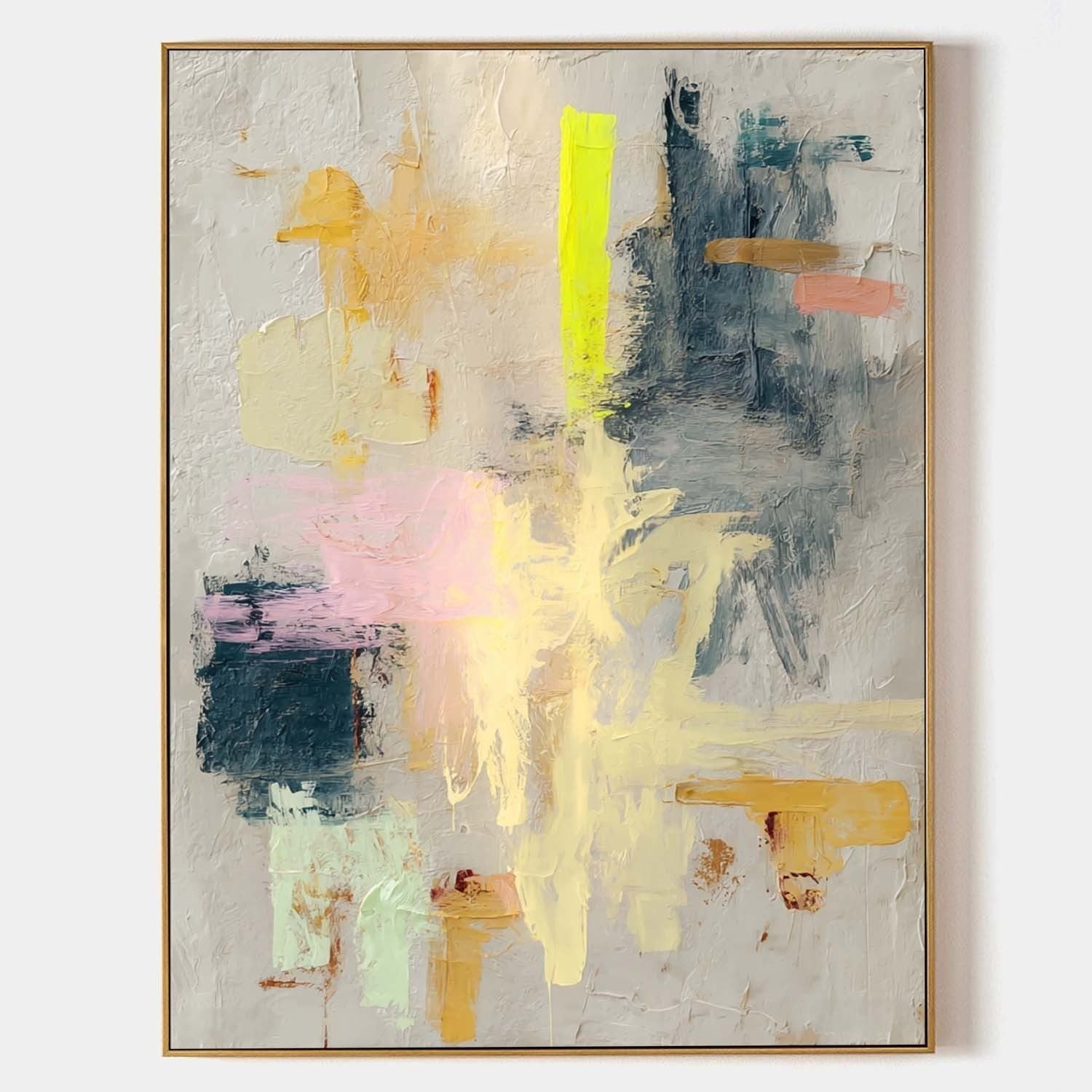 Wall Art Pastel Abstract Yellow Pink Teal - Neutralighting