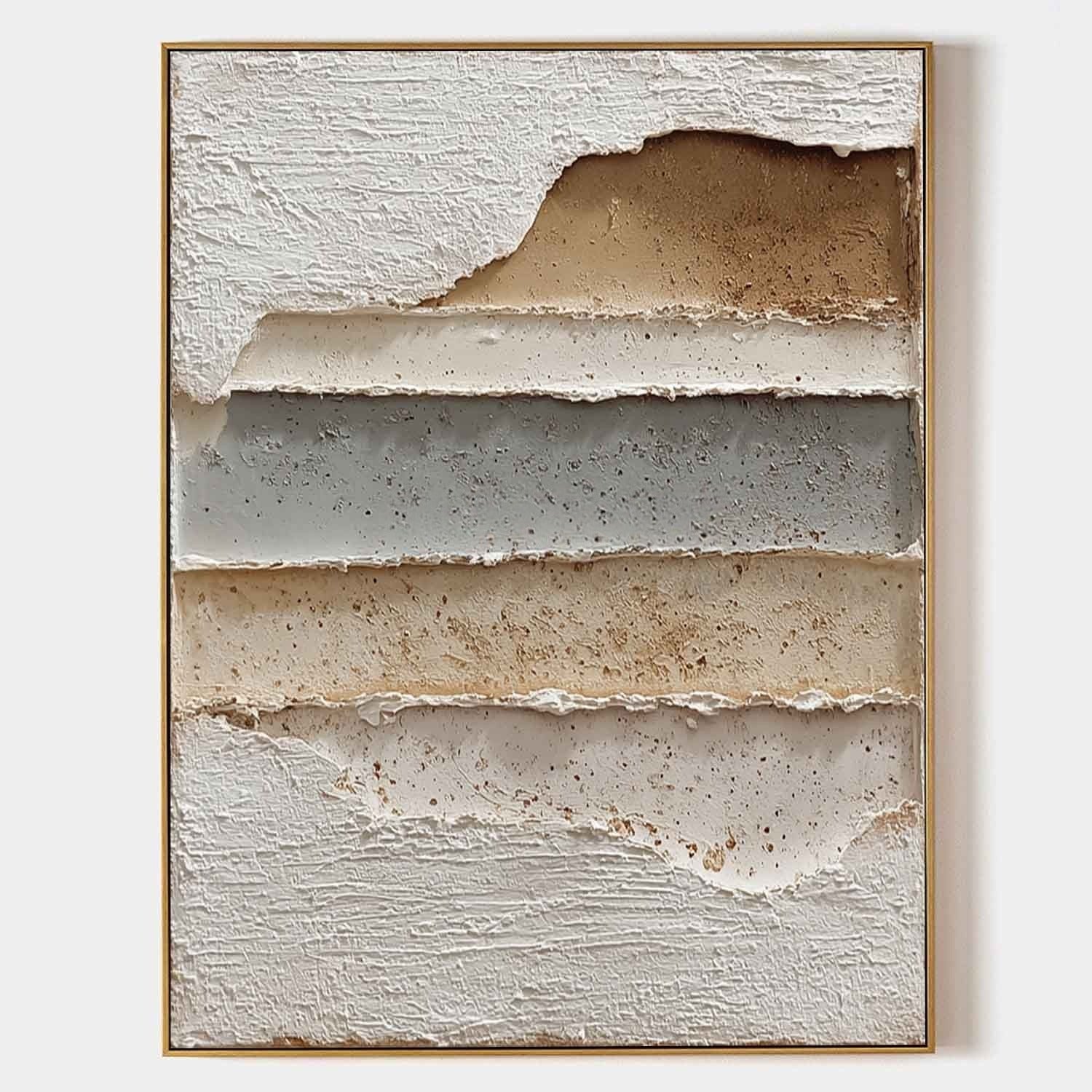 Wall Art Vertical Textured Abstract Layered Scene Muted - Neutralighting