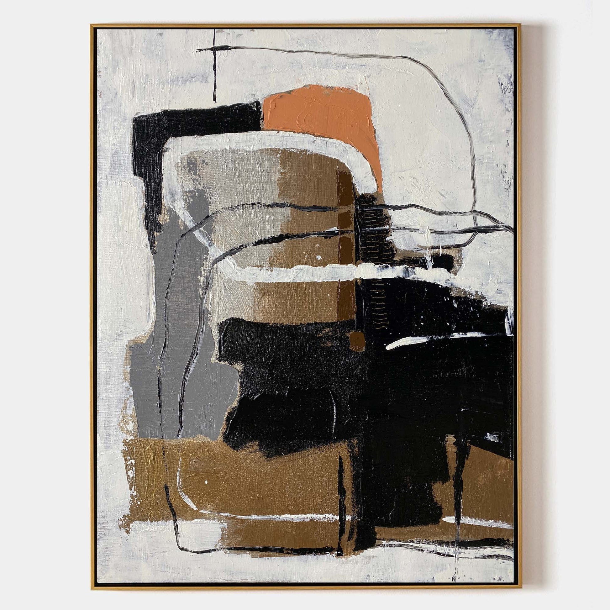 Black And Brown Abstract Painting ABAV185 - Neutralighting