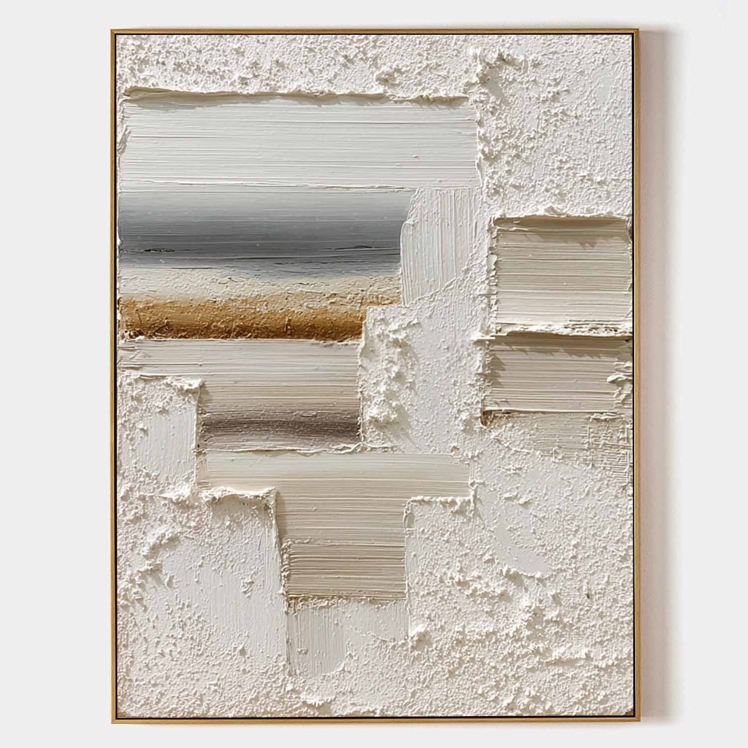Wall Art Vertical Textured Abstract Geometric Scene Serene - Neutralighting