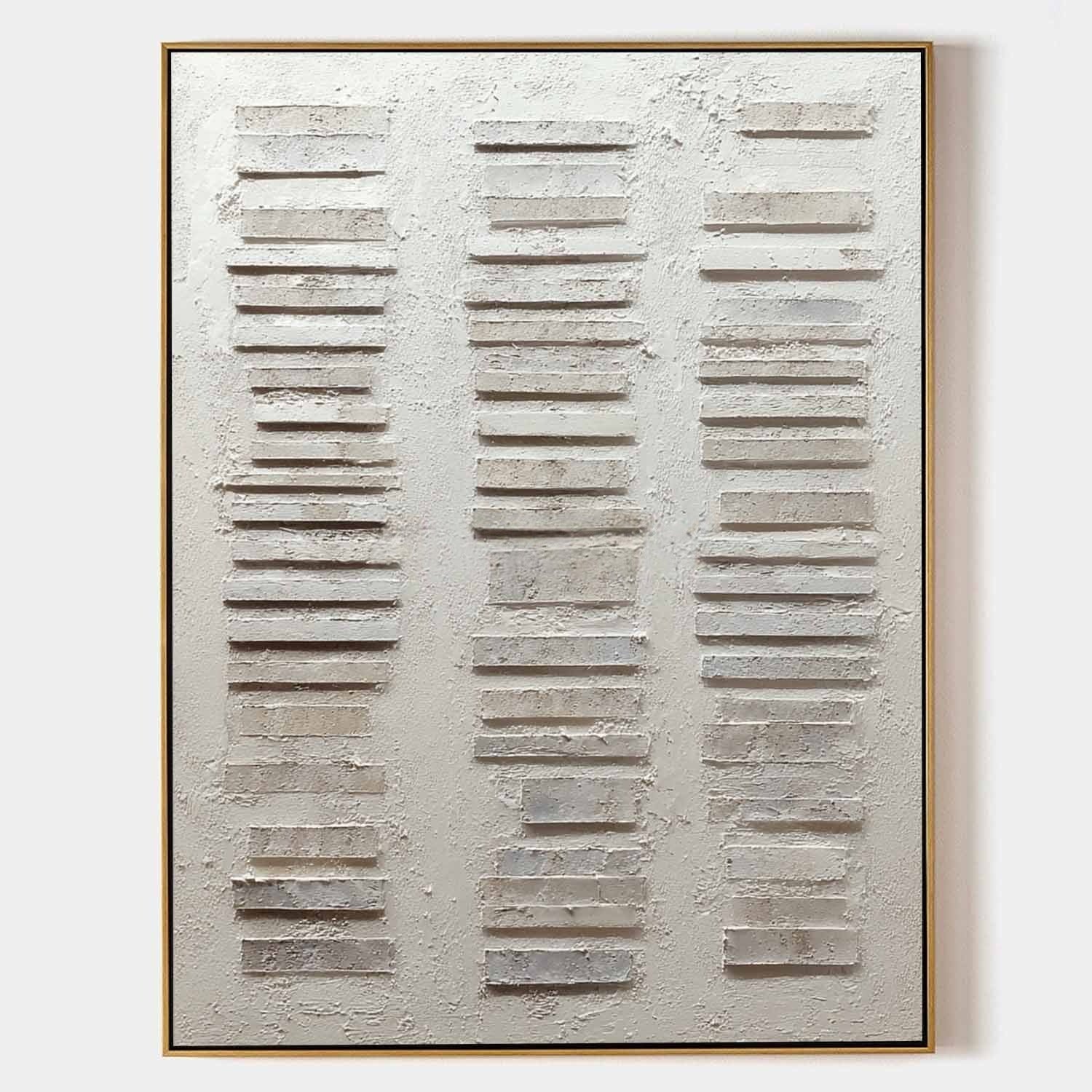 Wall Art Vertical Textured Abstract Striped Scene Serene Neutral - Neutralighting