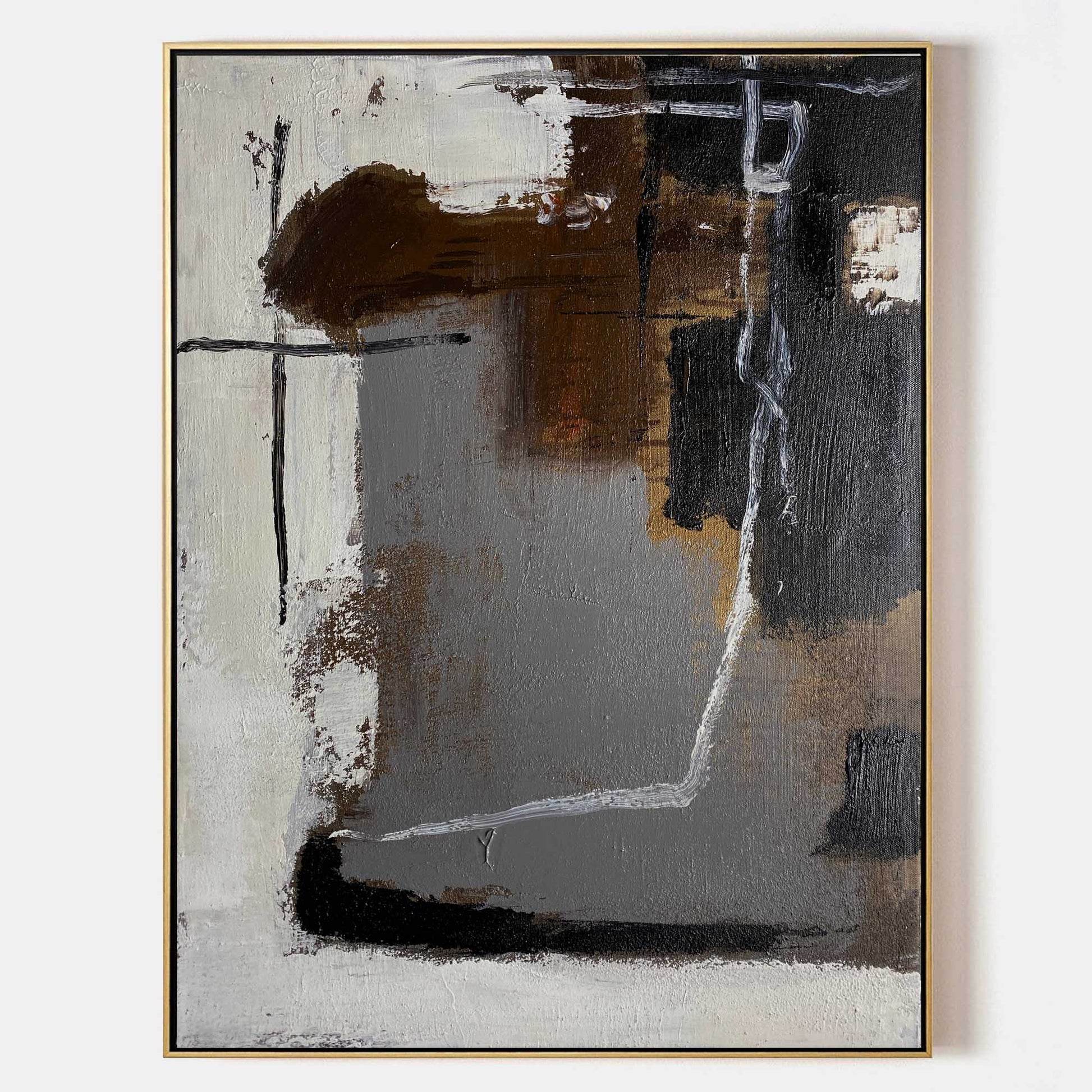 Black And Brown Abstract Painting ABAV191 - Neutralighting