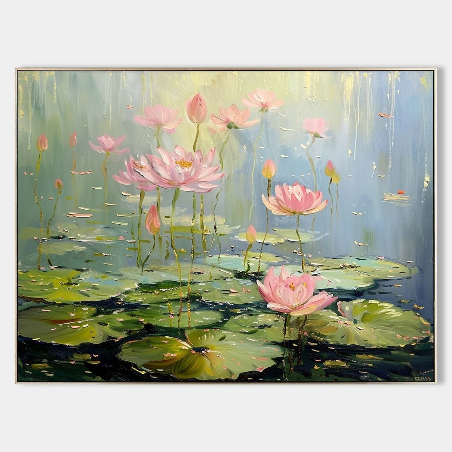 Wall Art Horizontal Lotus Pond Painting - Neutralighting