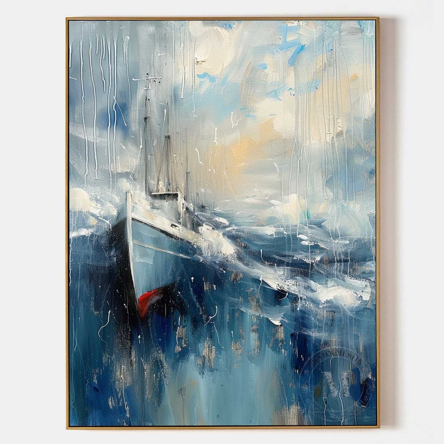 Wall Art Vertical Abstract Sailing Boat - Neutralighting