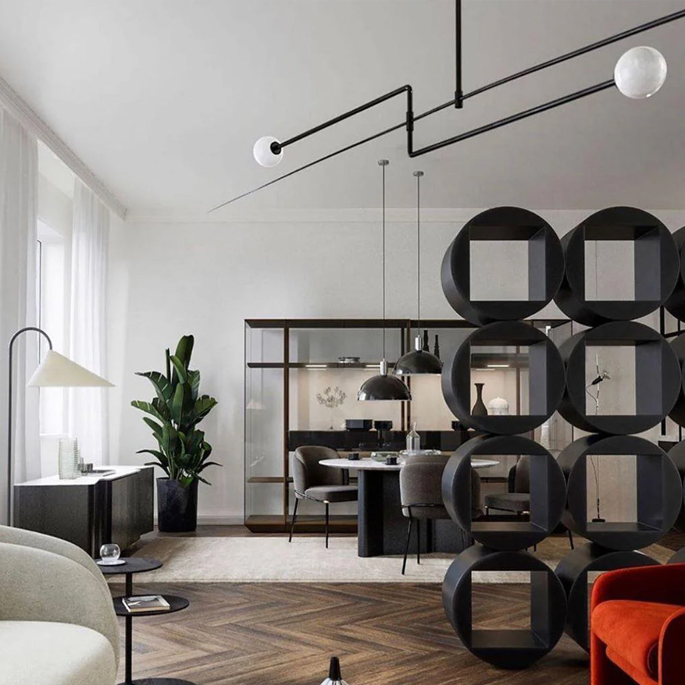 Arisha Minimalist Linear Mobile Pendant Light, Black - Neutral Decor