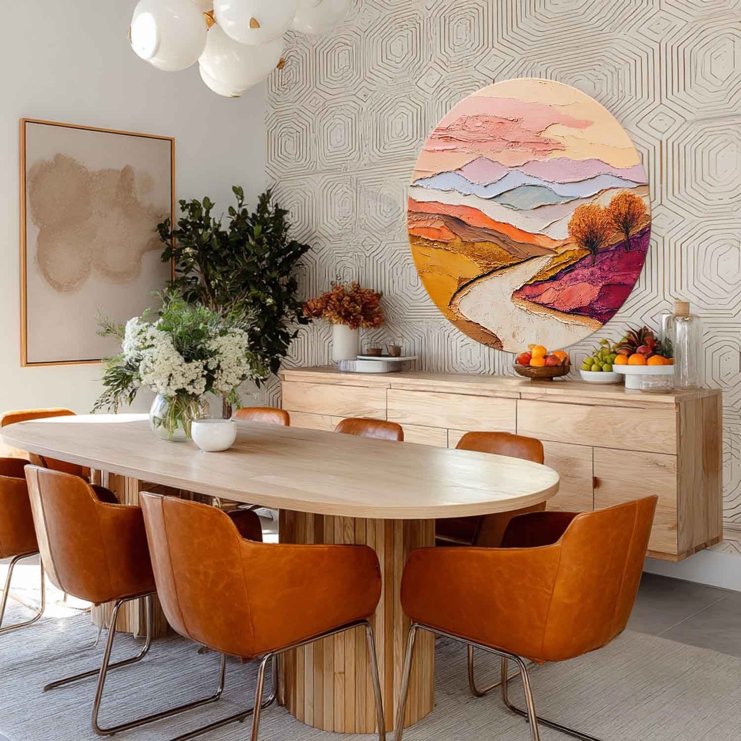 Wall Art Round Autumn Landscape - Neutralighting