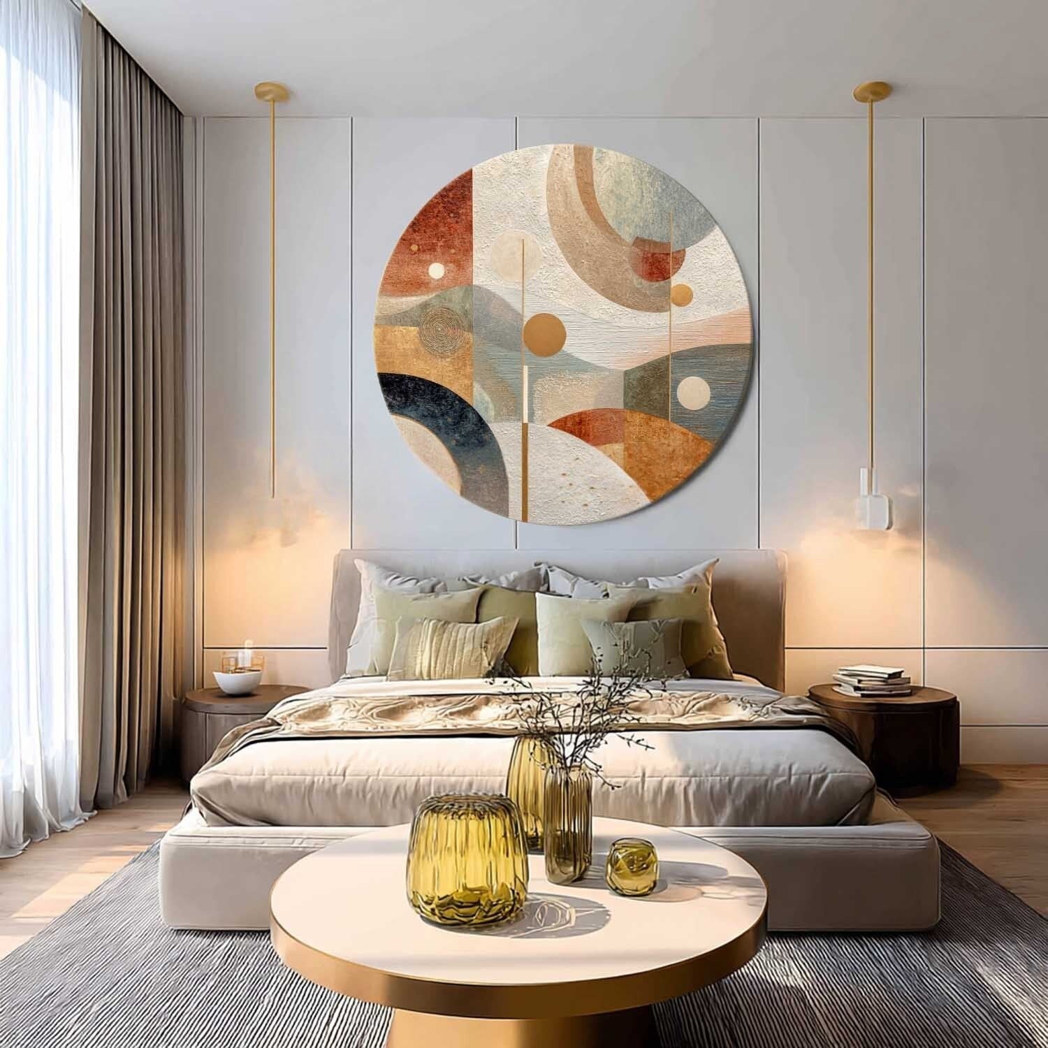 Wall Art Round Geometric Abstract Gold - Neutralighting