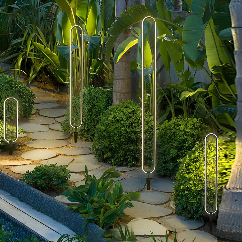 Modern Long Linear LED Solar Pathway Lights in Black , Waterproof