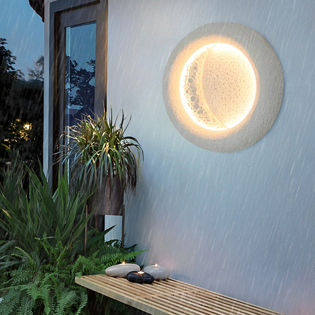 Berha Creative Moon LED Modern Concrete Outdoor Wall Lamp
