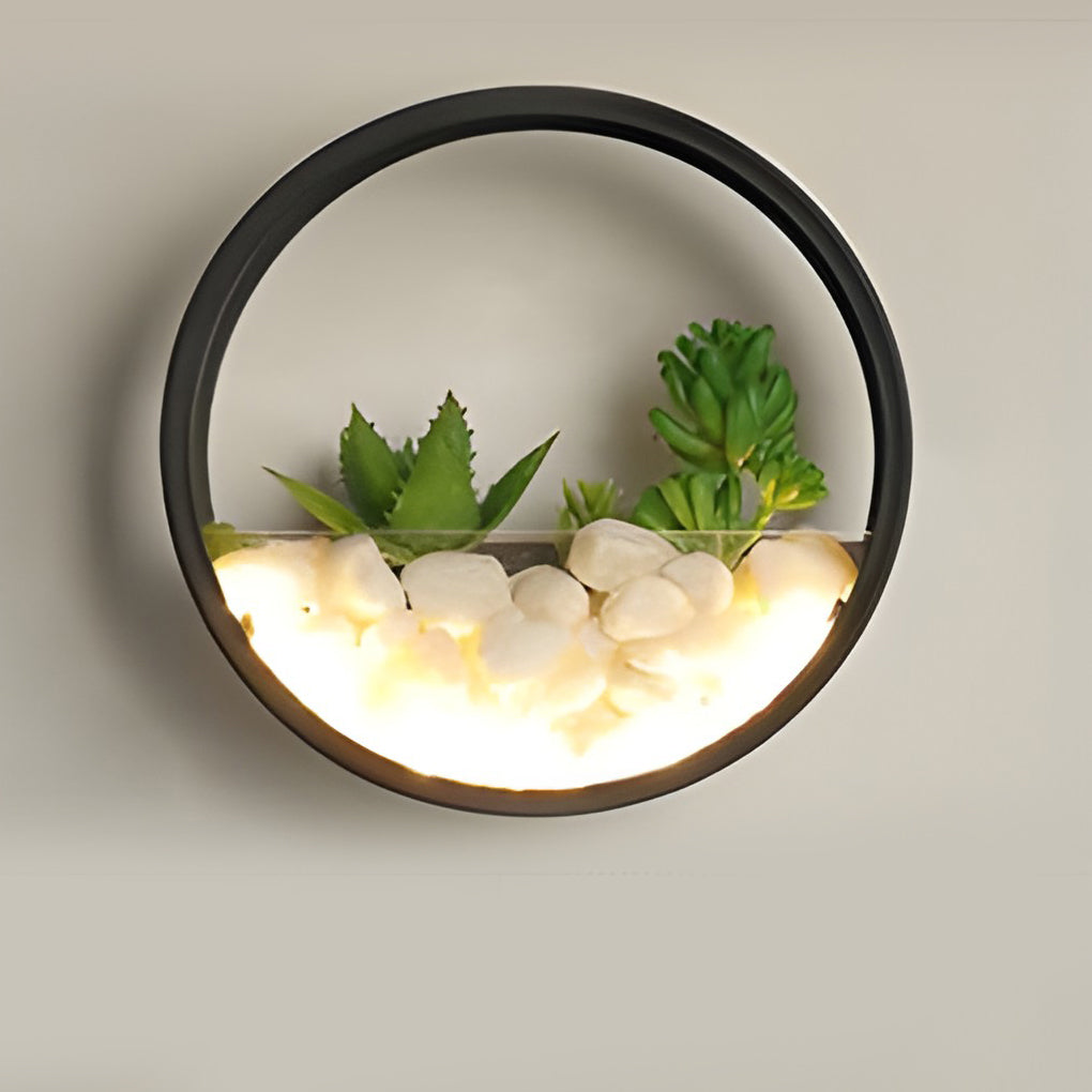 Grace Small Artificial Plants Modern Stones Outdoor Wall Light