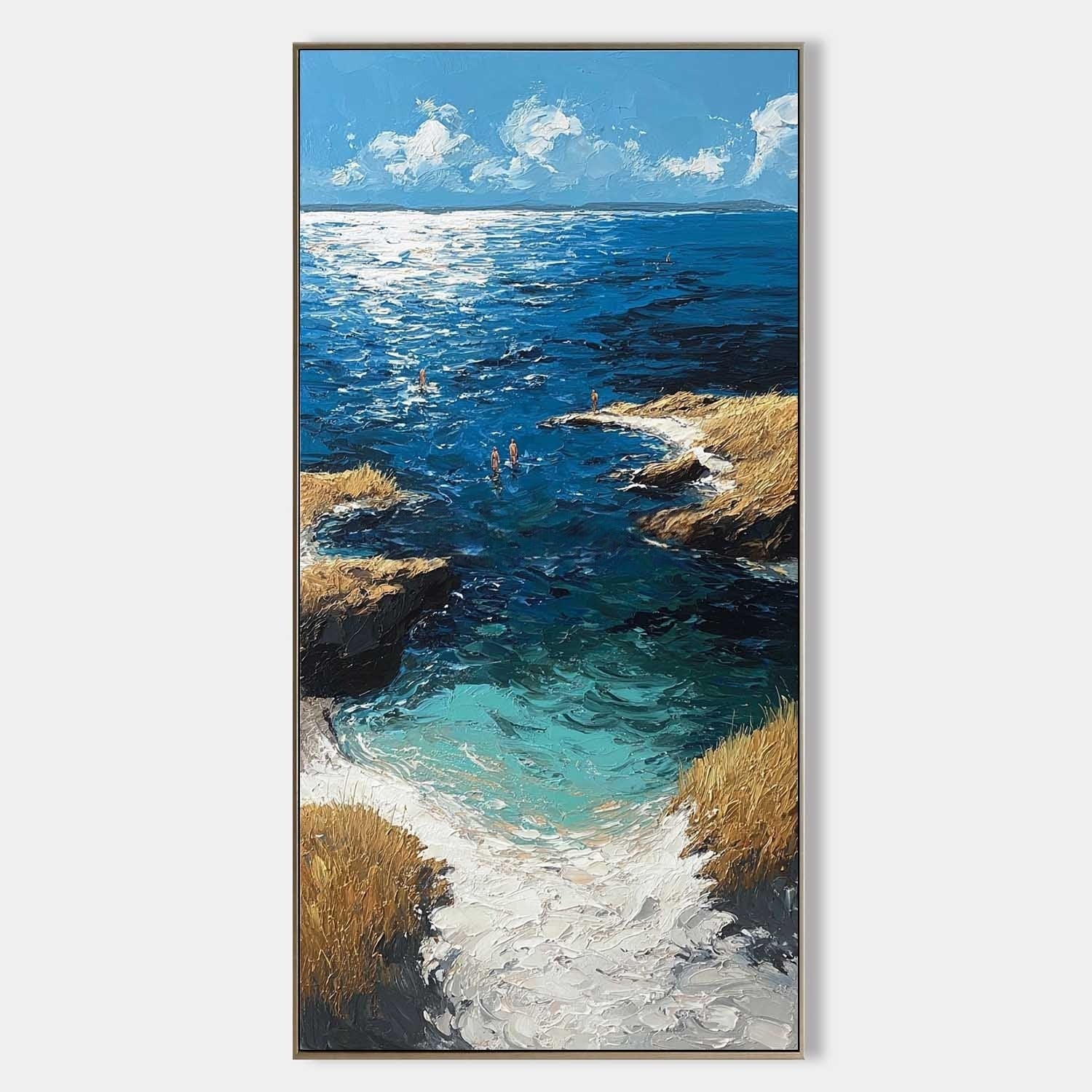 Sunlit Coastal Cove Impasto Painting - Neutralighting