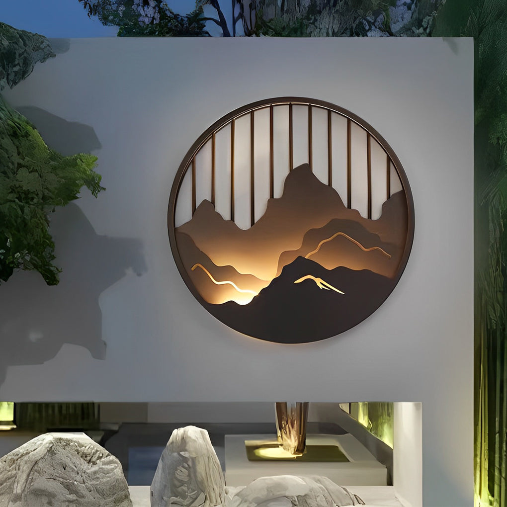 Mytle Round Mountain Scenery Outdoor Wall Sconce