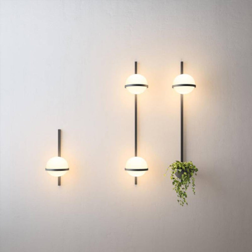Ray Modern Globe Metal/Acrylic Solar Outdoor Wall Lamp Plant Pot, Black/White - Neutral Decor