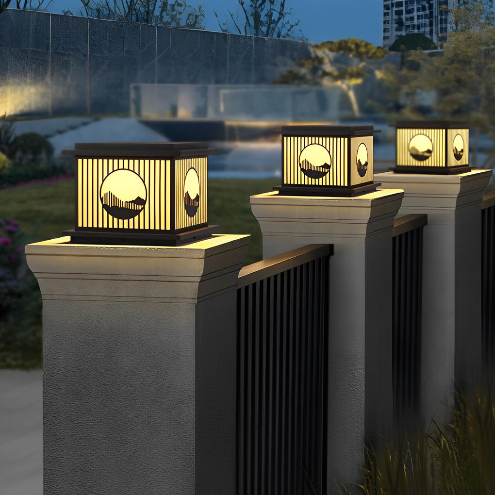 Peac Retro Scenery LED Modern Marble Outdoor Pillar Lamp
