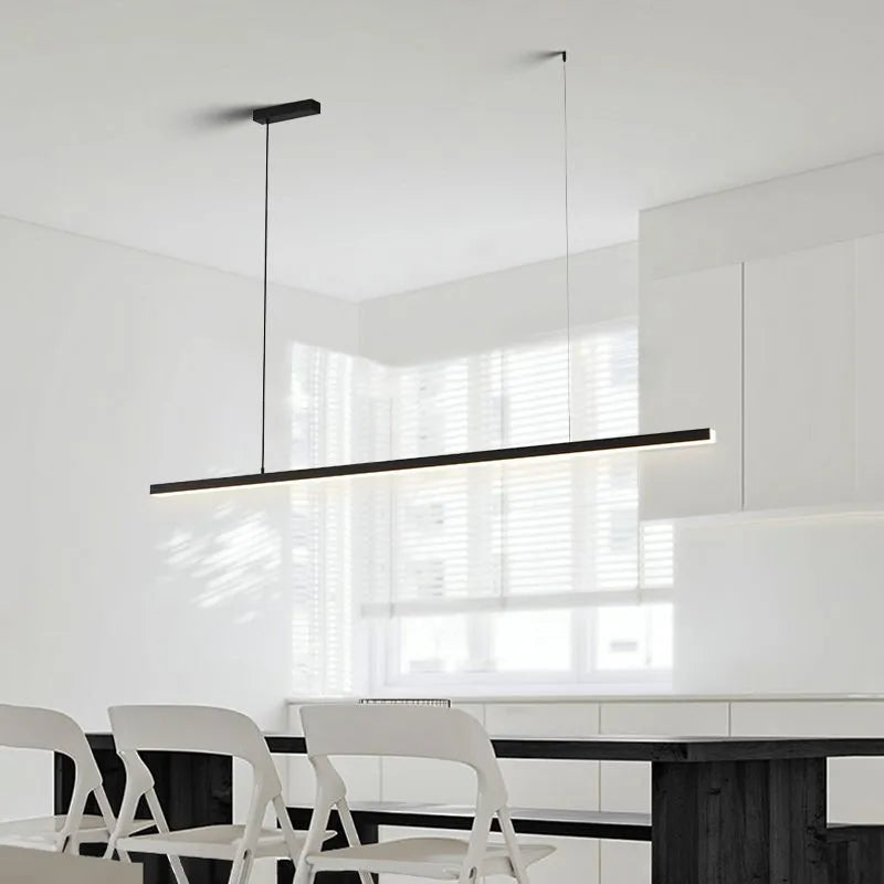 Arisha Minimalist Linear Metal Pendant Light, White/Black - Neutral Decor