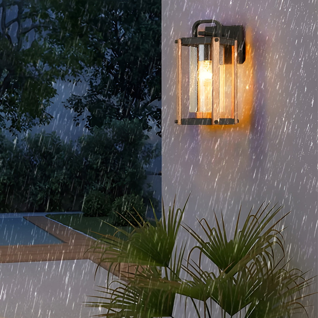 Anita Lantern Industrial Glass Outdoor Sconce Wall Light