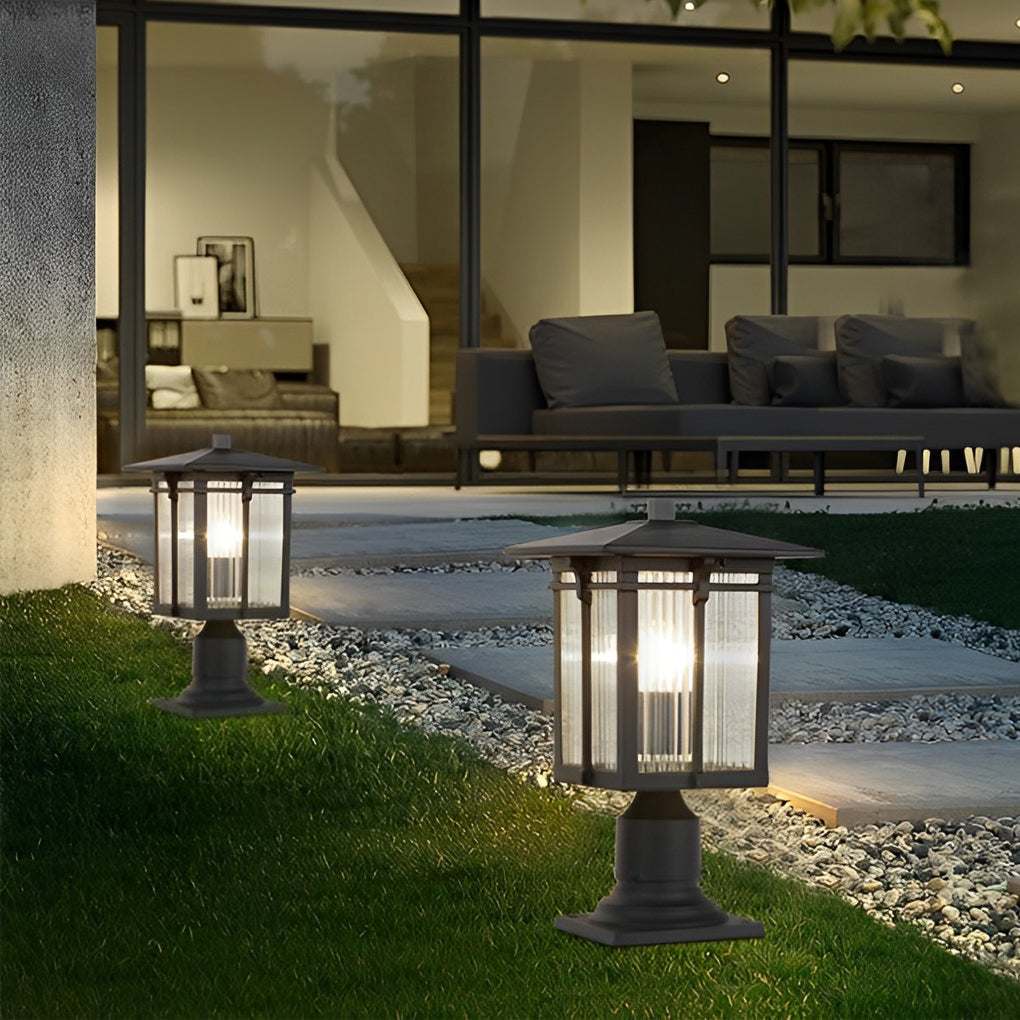 Lovele Striped Modern Glass Outdoor Post Lights
