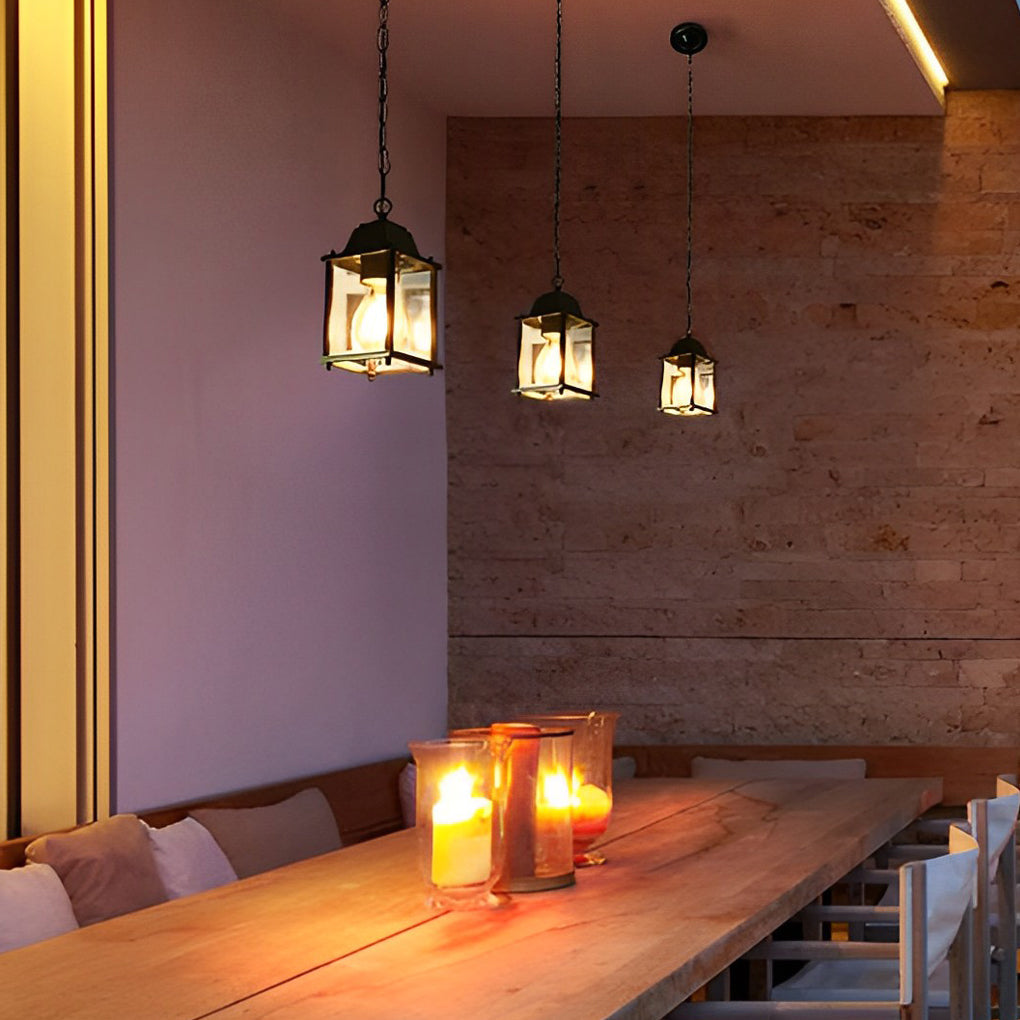 Alma Square Modern Glass Outdoor Pendant Lights