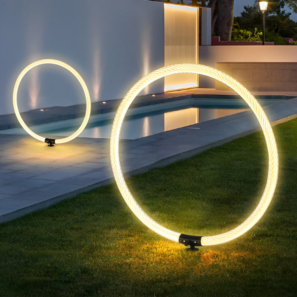 Rose Sleek Ring Modern Landscape Outdoor Lawn Light