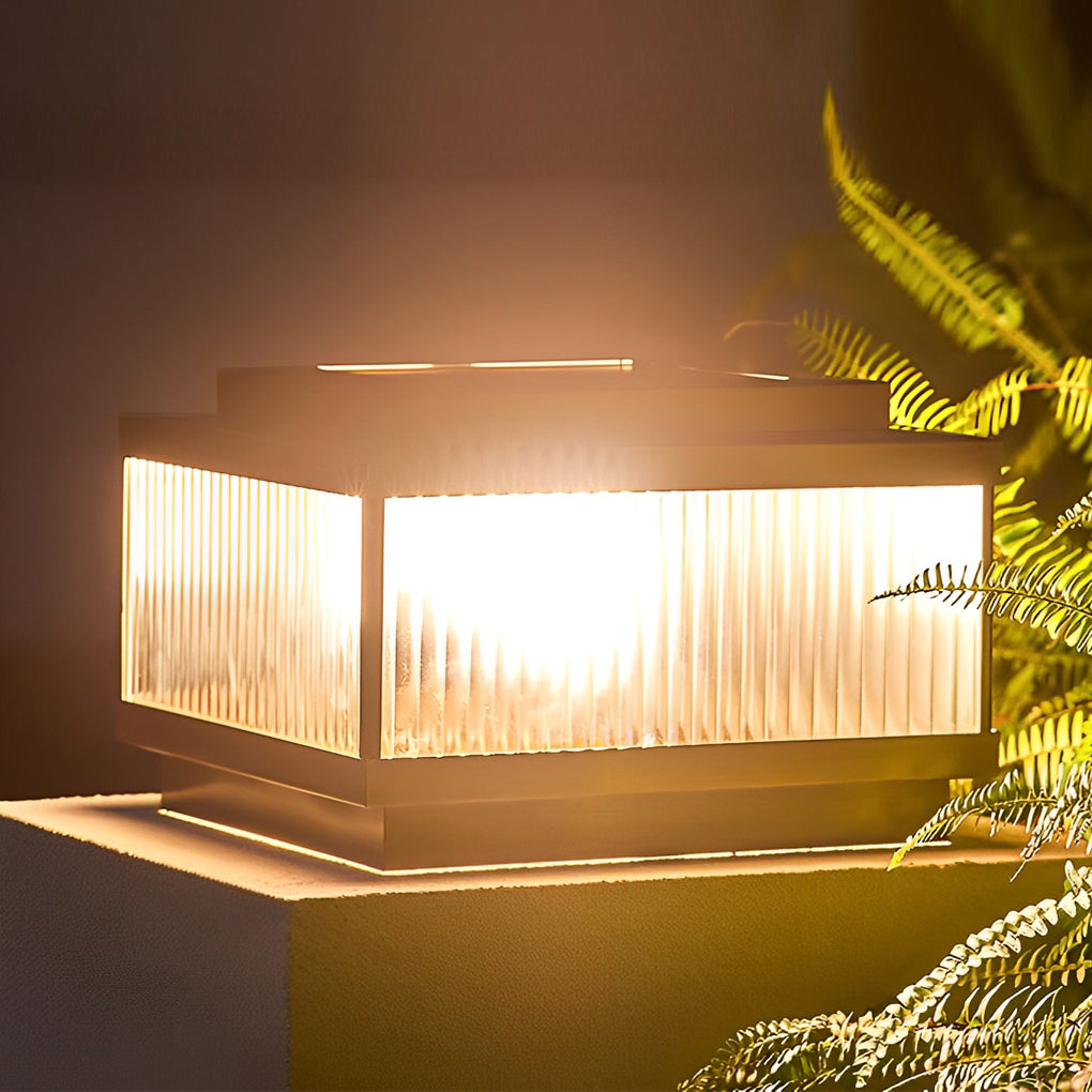 Glynn Square Intelligent Timing Modern Glass Outdoor Fence Post Lights