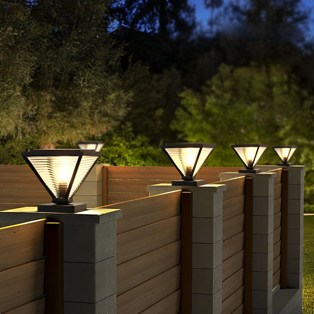 Drucilla Simple Geometric Modern Steel Outdoor Fence Post Lights