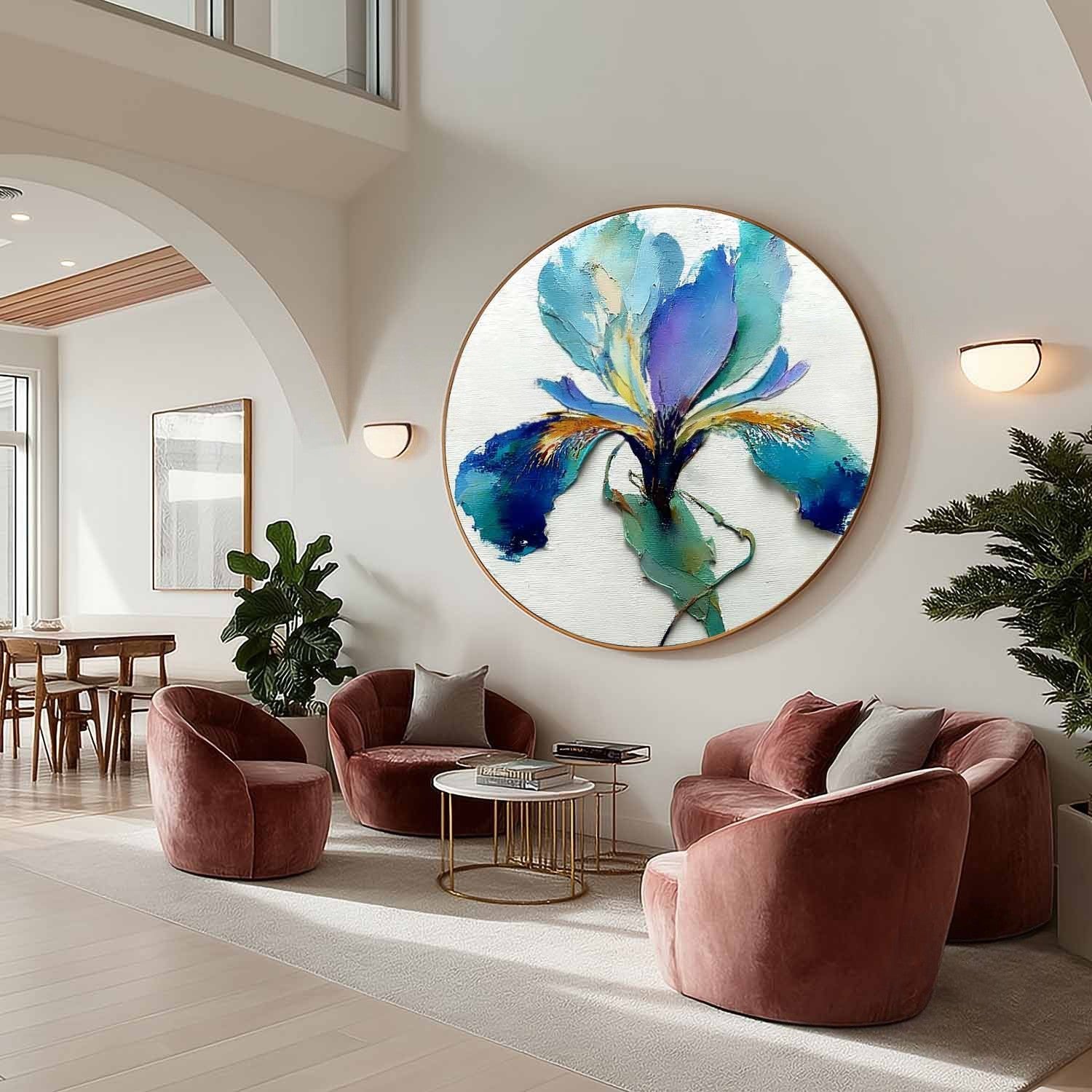Wall Art Textured Impasto Iris Flower - Neutralighting