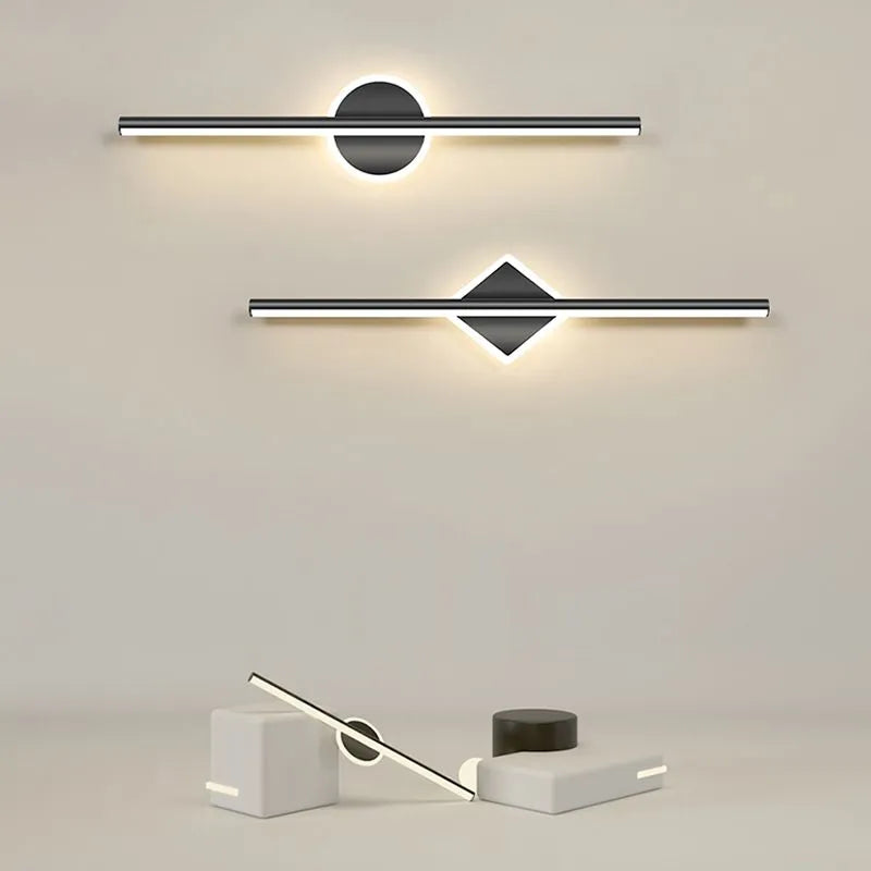 Arisha LED Linear Mirror Front Vanity Wall Lamp, Black/Gold - Neutral Decor