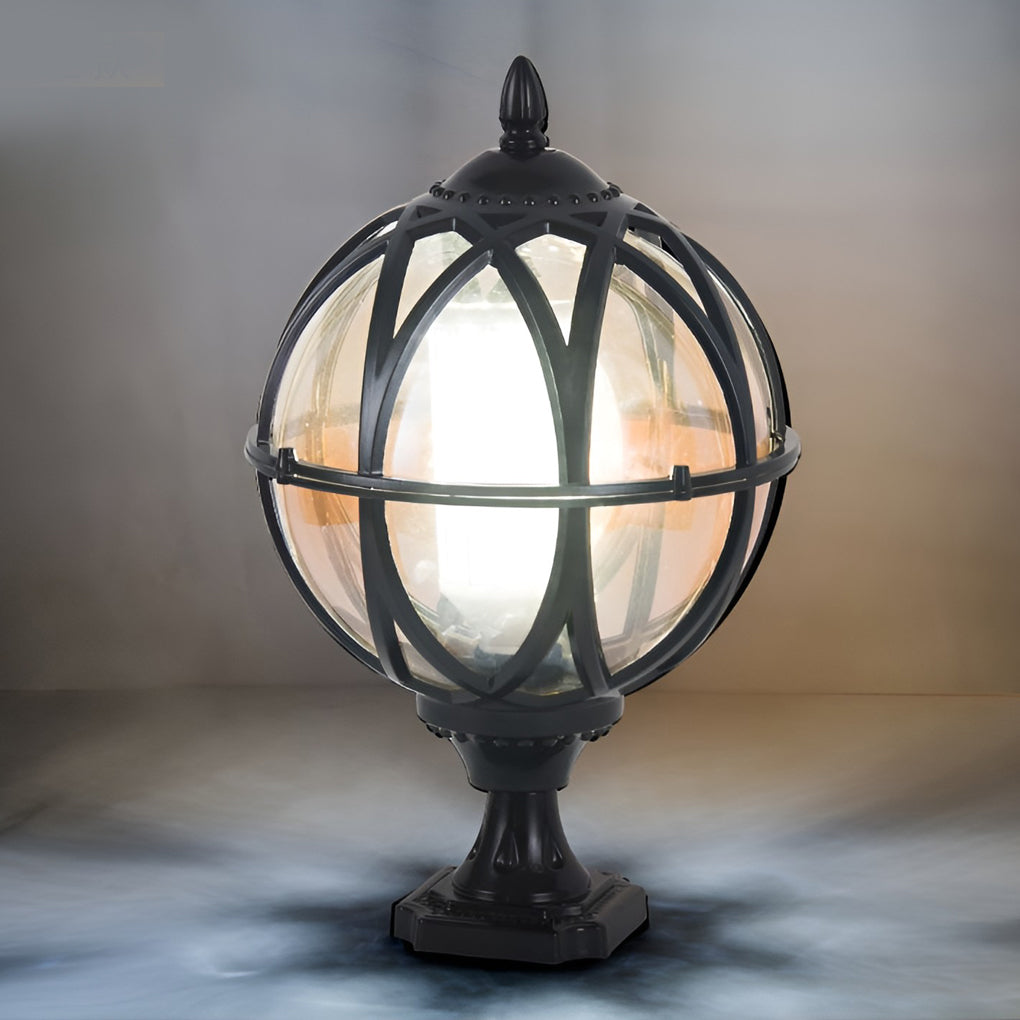 Prunel Round European Glass Outdoor Post Caps Lights