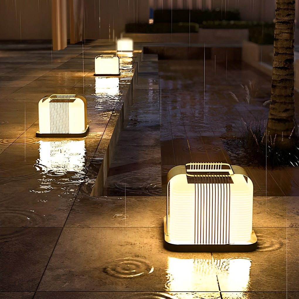 Bright Square Creative Modern Fence PE Outdoor Post Lights
