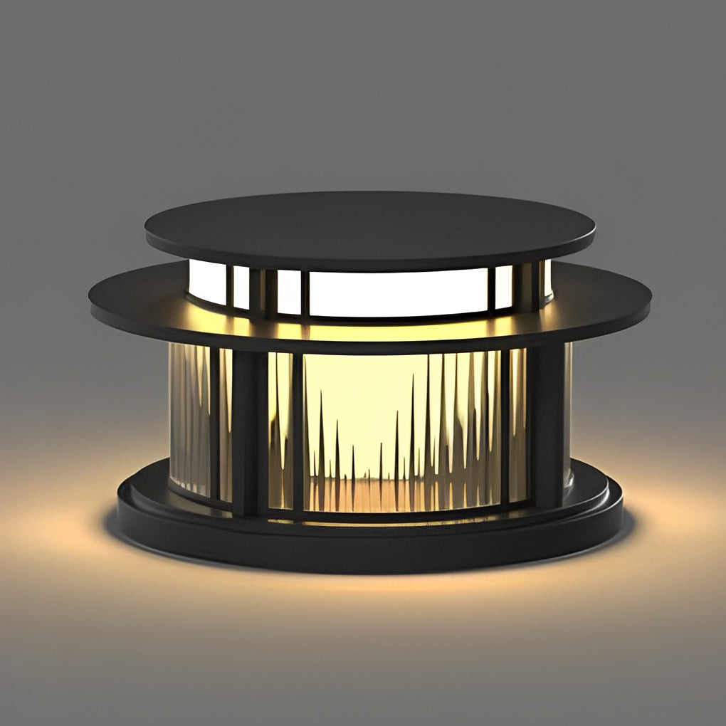 Eery Round Modern Steel Outdoor Fence Post Pillar Light