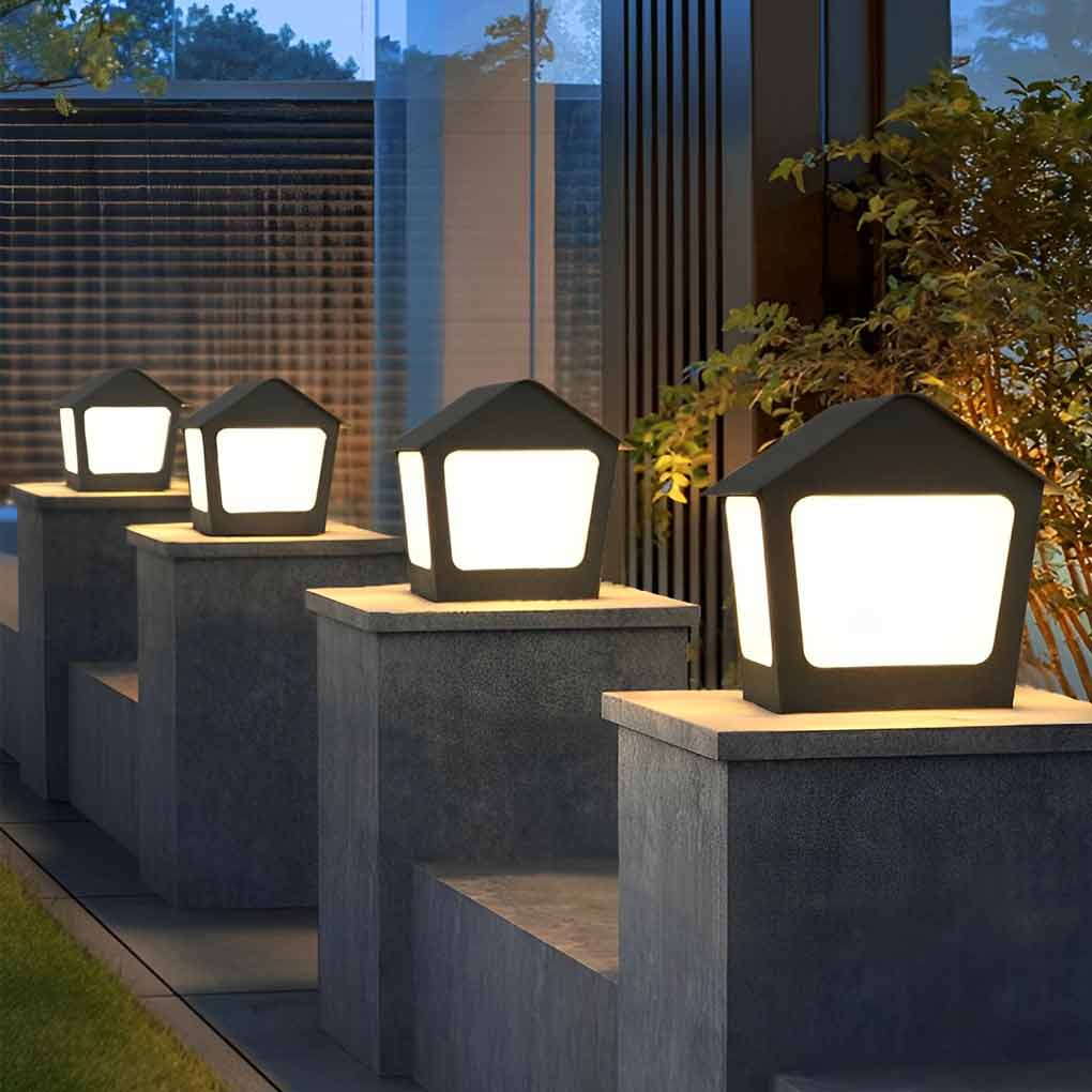 Gida Cottage Shaped LED Modern Outdoor Post Pillar Light