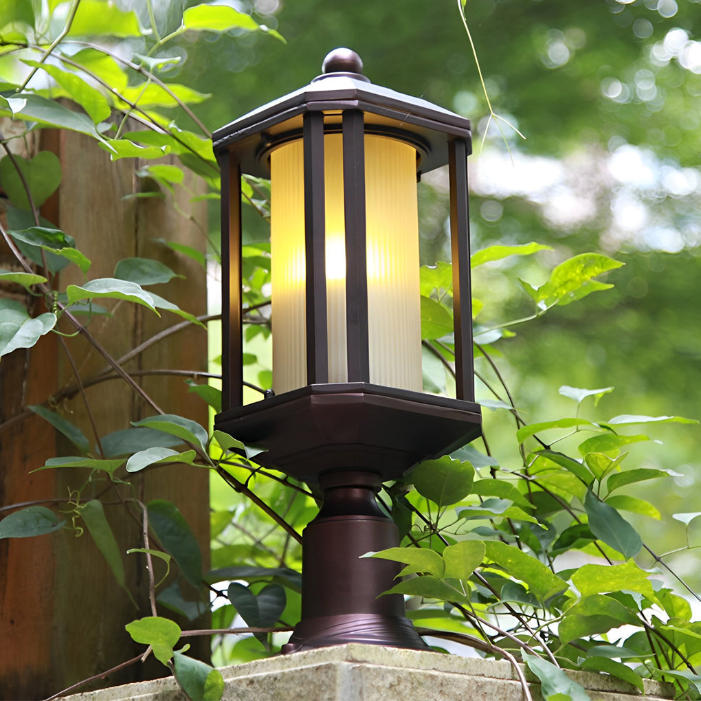 Ophelia Retro Rose Gold American Outdoor Pillar Lamp