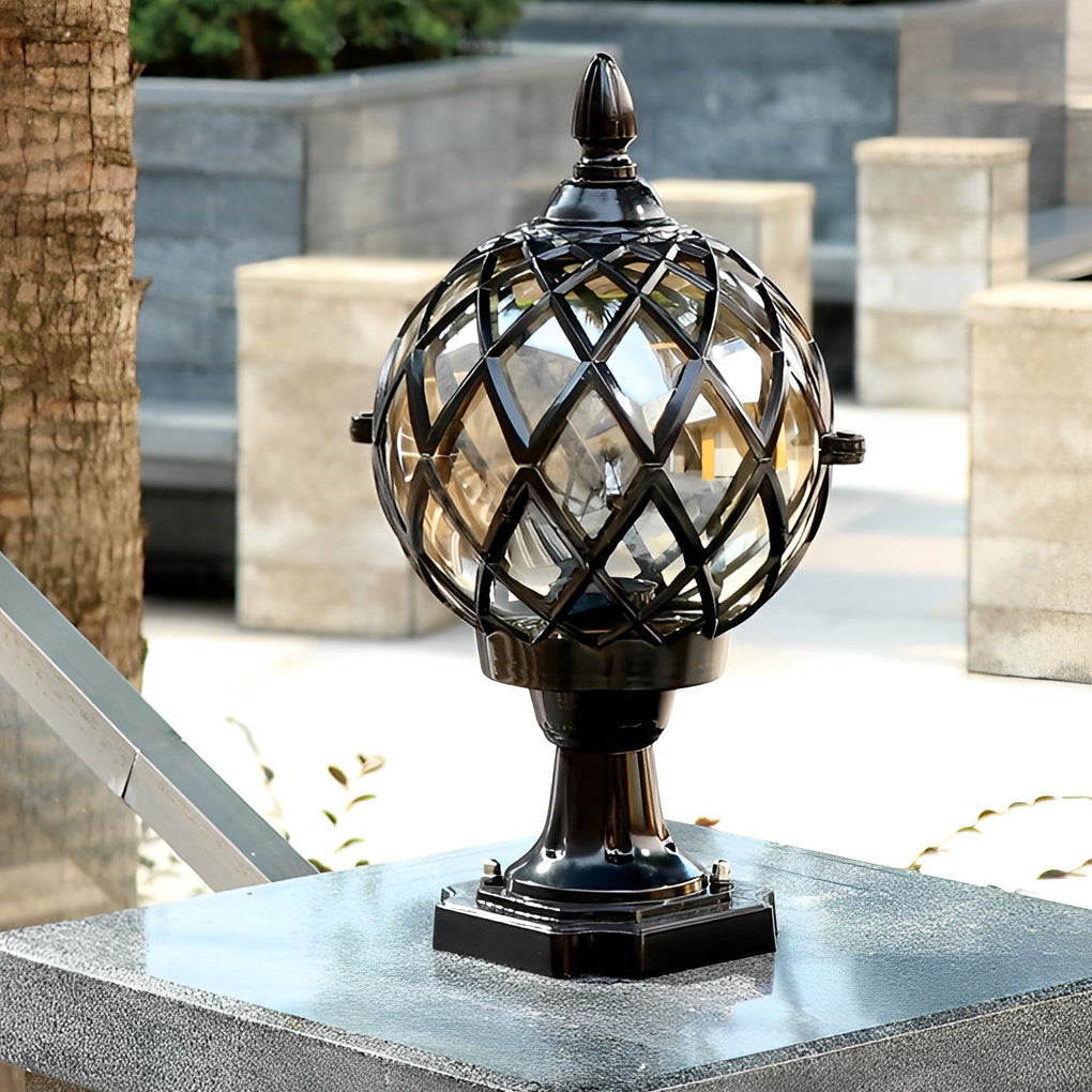 WeBorn Round Ball Glass Outdoor Fence Post Lights