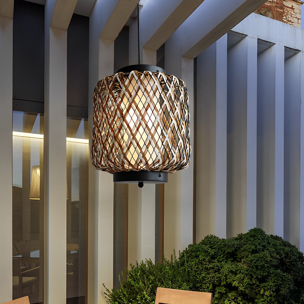 Orvee Rustic Modern Rattan Outdoor Pendants Lights