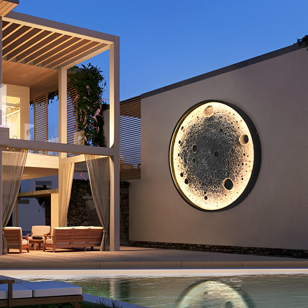Rebellious Round Moon Modern Outdoor Wall Lights