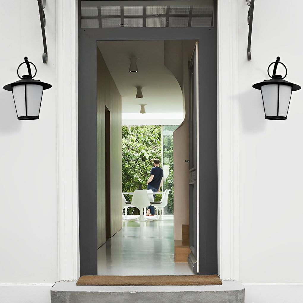 Lombard Vintage Opal Frosted Glass Outdoor Wall Light