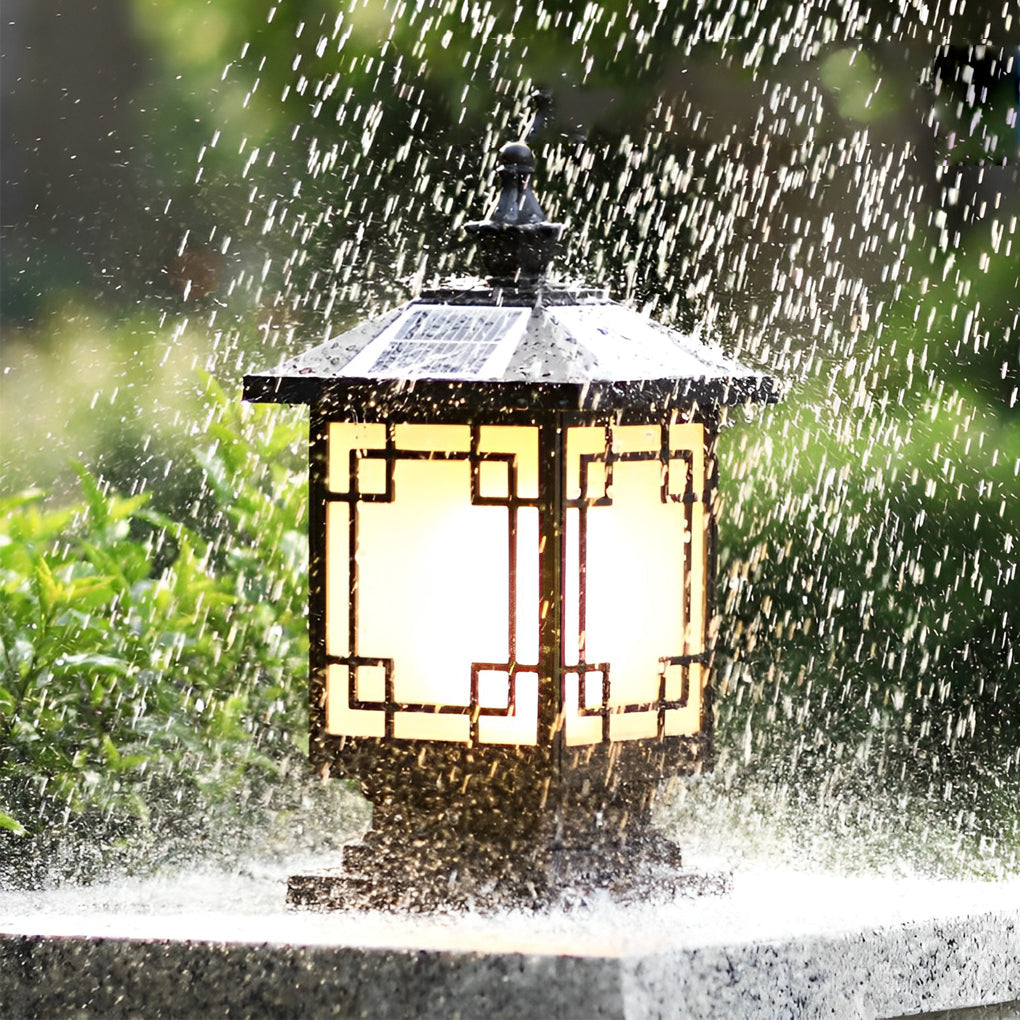 Bertte Retro Grilles LED Outdoor Fence Post Lights