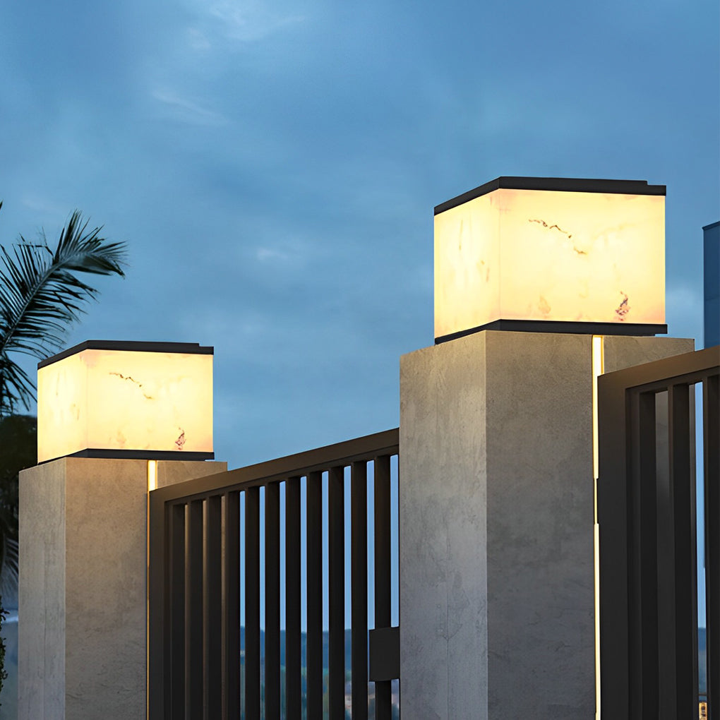 Scott LED Modern Marble Outdoor Fence Post Lights